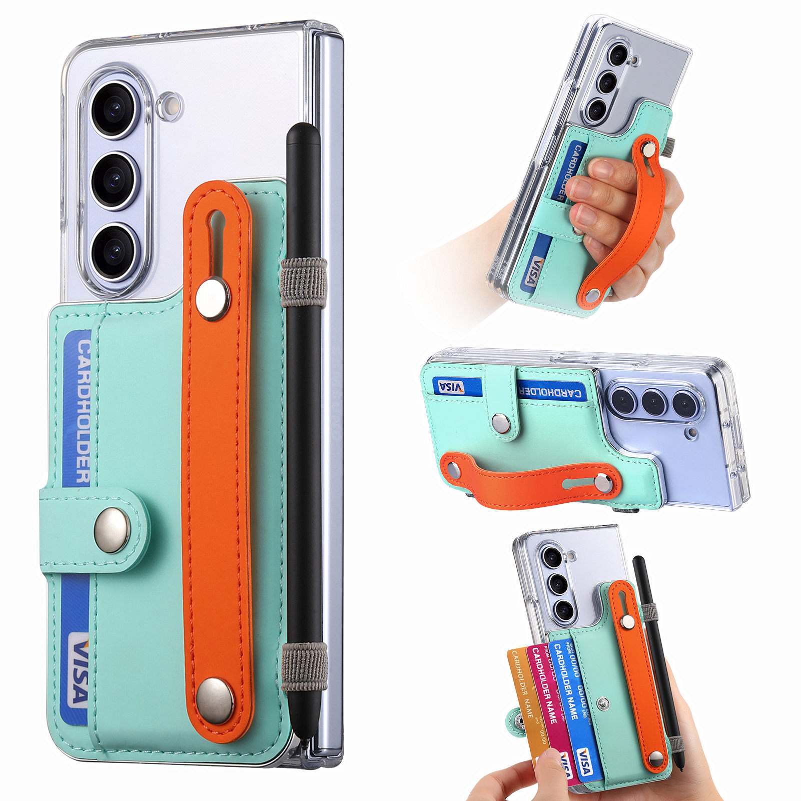 Für Samsung Galaxy Z Fold5 5G PU+Clear PC Phone Case Armband Kickstand Telefonabdeckung Mit Stifthalter - Minzgrün, Galaxy Z Fold5 5G
Für Samsung Galaxy Z Fold5 5G PU+Clear PC Phone Case Armband Kickstand Telefonabdeckung Mit Stifthalter - Minzgrün, Galaxy Z Fold5 5G