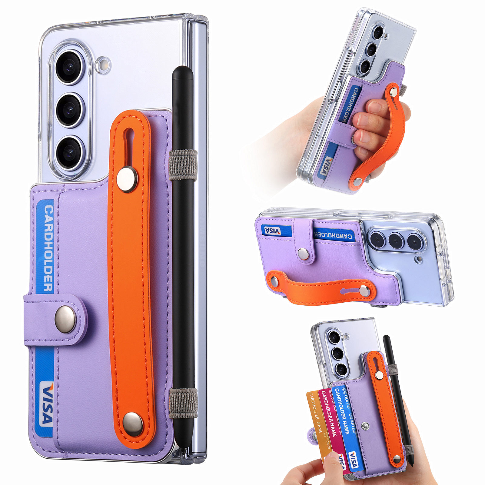 Für Samsung Galaxy Z Fold5 5G PU+Clear PC Phone Case Armband Kickstand Telefonabdeckung Mit Stifthalter - Lila, Galaxy Z Fold5 5G
Für Samsung Galaxy Z Fold5 5G PU+Clear PC Phone Case Armband Kickstand Telefonabdeckung Mit Stifthalter - Lila, Galaxy Z Fold5 5G