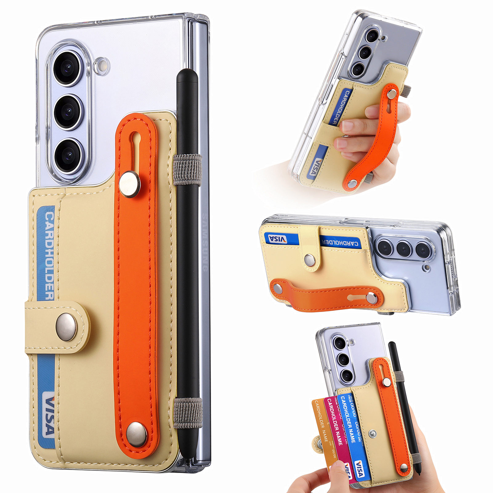 Für Samsung Galaxy Z Fold5 5G PU+Clear PC Phone Case Armband Kickstand Telefonabdeckung Mit Stifthalter - Gelb, Galaxy Z Fold5 5G
Für Samsung Galaxy Z Fold5 5G PU+Clear PC Phone Case Armband Kickstand Telefonabdeckung Mit Stifthalter - Gelb, Galaxy Z Fold5 5G
