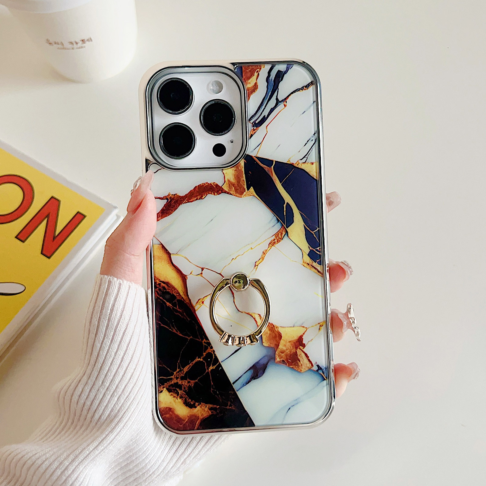 PC+TPU Rückabdeckung Für Iphone 15 Pro Max, Ring -kickstand Elektroplierendes Marmormuster Telefonfall - Stil L, iPhone 15 Pro Max
PC+TPU Rückabdeckung Für Iphone 15 Pro Max, Ring -kickstand Elektroplierendes Marmormuster Telefonfall - Stil L, iPhone 15 Pro Max