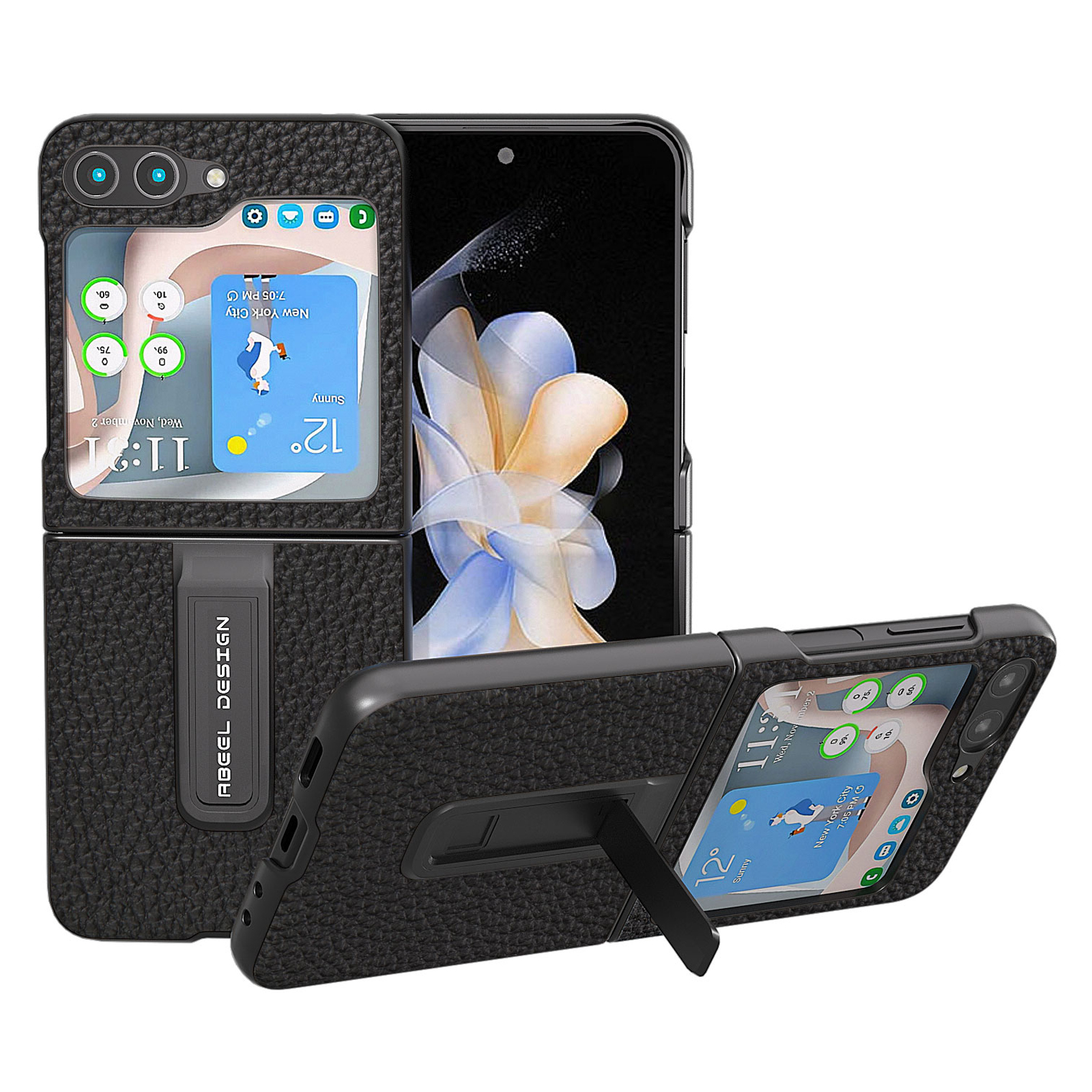 ABEEL Für Samsung Galaxy Z Flip5 5G Kickstand -telefonhülle Echte Kuhleder + PC Litchi Texturschutz Covrer - Schwarz, Galaxy Z Flip5 5G
ABEEL Für Samsung Galaxy Z Flip5 5G Kickstand -telefonhülle Echte Kuhleder + PC Litchi Texturschutz Covrer - Schwarz, Galaxy Z Flip5 5G