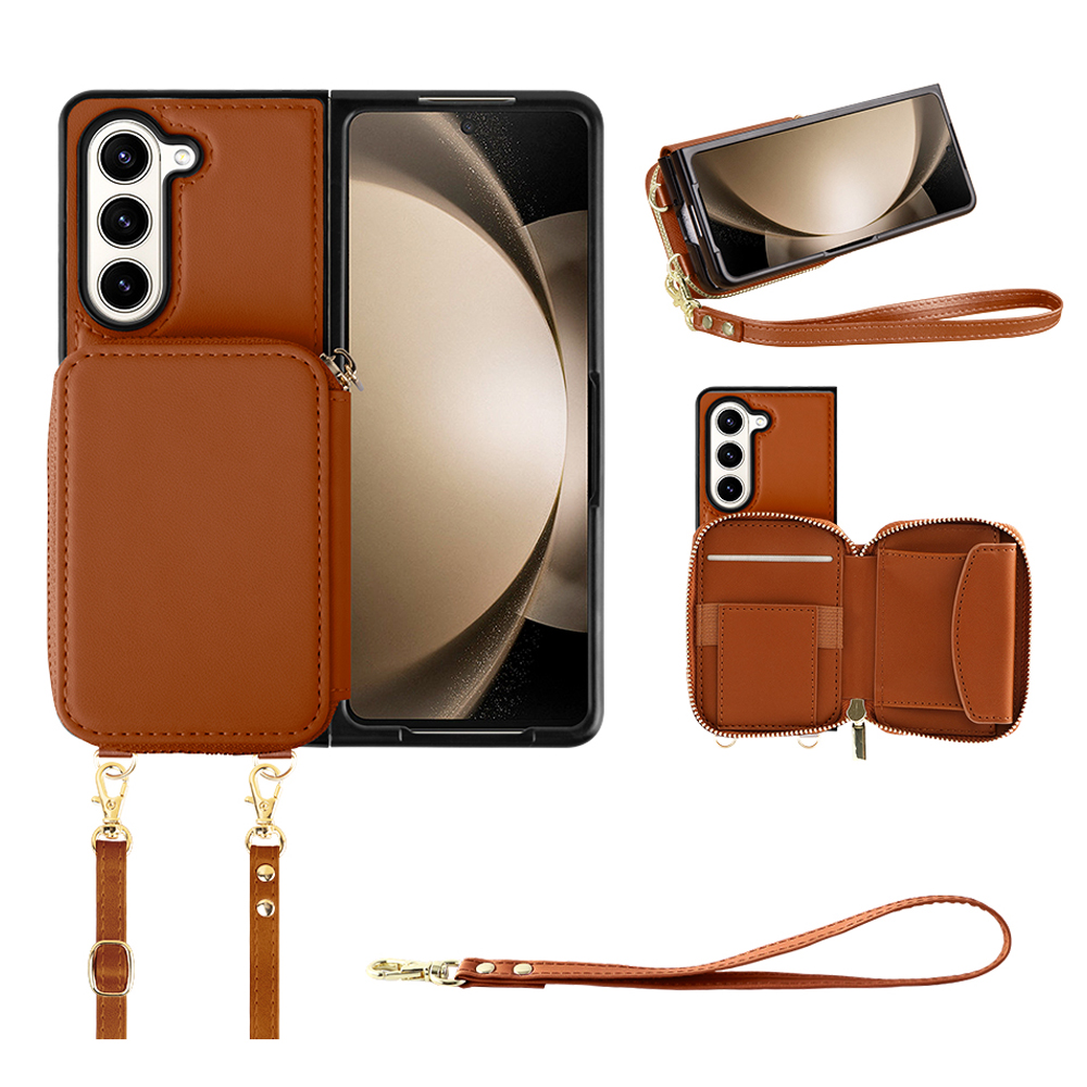 RFID -blockierungsbrieftaschenhülle Für Samsung Galaxy Z Fold5 5g, PU Leder + TPU Kickstand Hülle Mit Langer / Kurzes Riemen - Braun, Galaxy Z Fold5 5G 
RFID -blockierungsbrieftaschenhülle Für Samsung Galaxy Z Fold5 5g, PU Leder + TPU Kickstand Hülle Mit Langer / Kurzes Riemen - Braun, Galaxy Z Fold5 5G