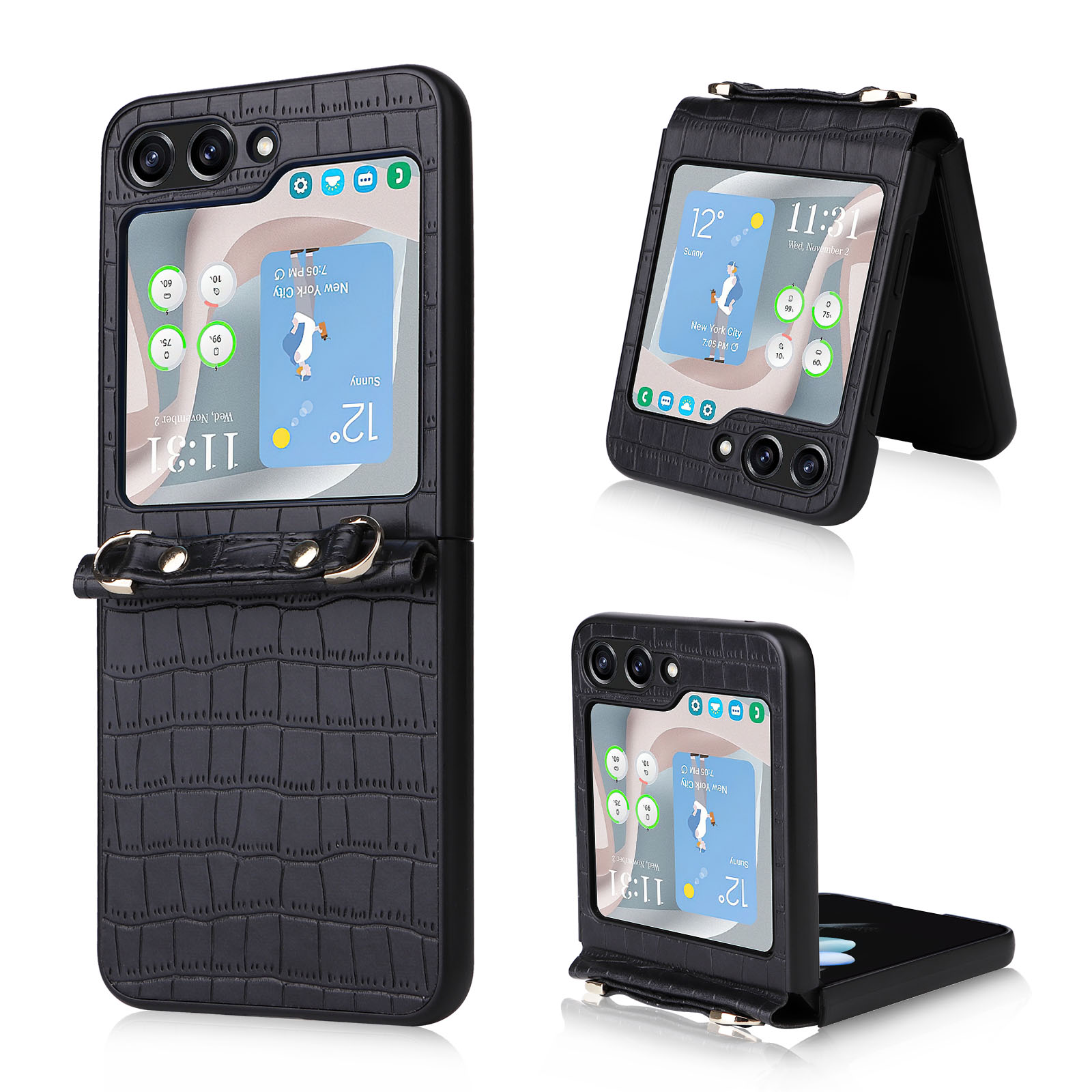 Einteilige PC + Pu-telefonhülle Für Samsung Galaxy Z Flip5 5G Crocodile Textur Kickstand Cover Mit Handgelenkriemen - Schwarz, Galaxy Z Flip5 5G
Einteilige PC + Pu-telefonhülle Für Samsung Galaxy Z Flip5 5G Crocodile Textur Kickstand Cover Mit Handgelenkriemen - Schwarz, Galaxy Z Flip5 5G