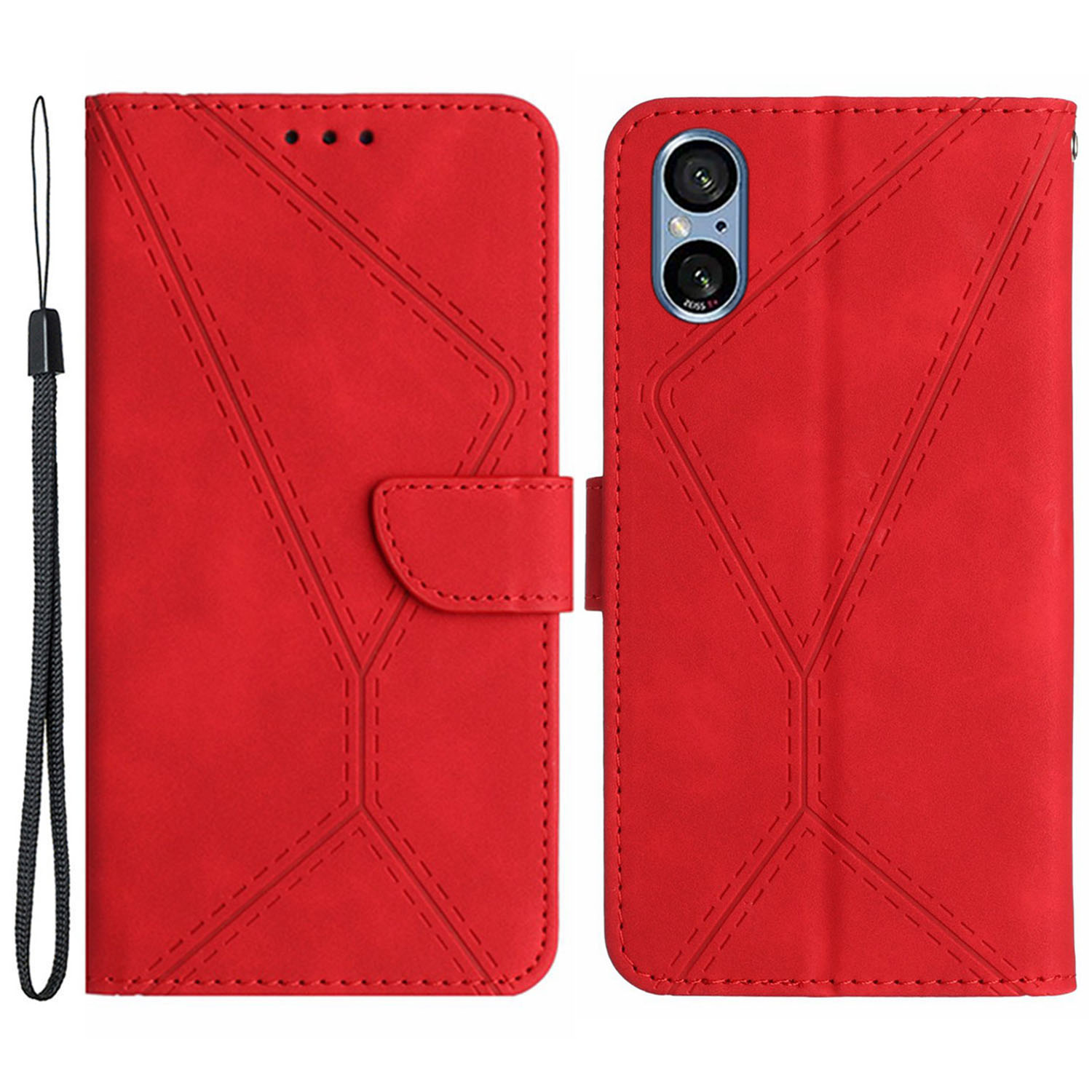 HT05 Für Sony Xperia 5 V ge Eingedruckte Linie Phone Cover Wallet Stand PU Leder Telefonhülle - Rot, Xperia 5 V
HT05 Für Sony Xperia 5 V ge Eingedruckte Linie Phone Cover Wallet Stand PU Leder Telefonhülle - Rot, Xperia 5 V
