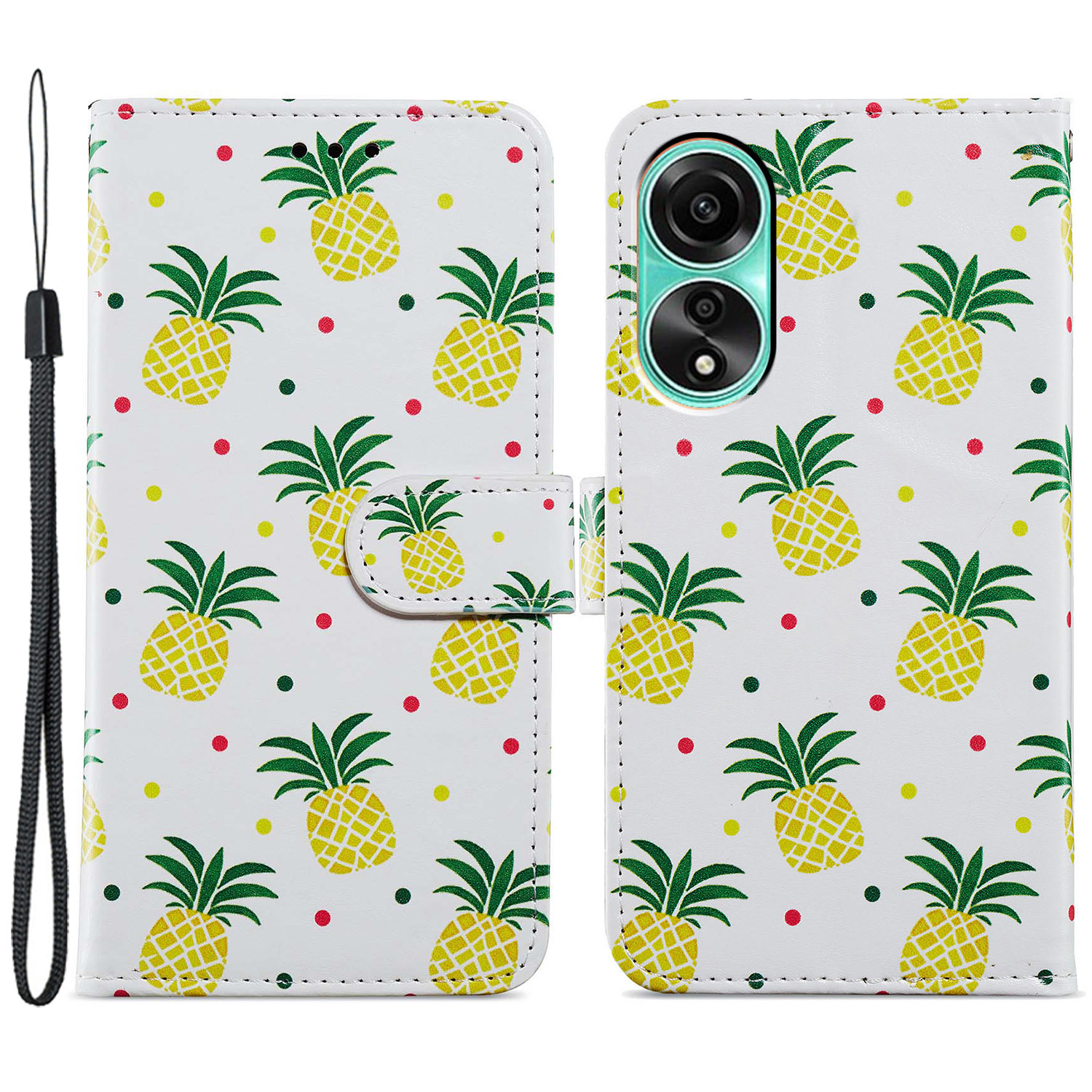 Für Oppo A58 4G Hülle PU Ledermuster Brieftasche Telefonabdeckung Mit Riemen - Ananas, Oppo A58 4G
Für Oppo A58 4G Hülle PU Ledermuster Brieftasche Telefonabdeckung Mit Riemen - Ananas, Oppo A58 4G