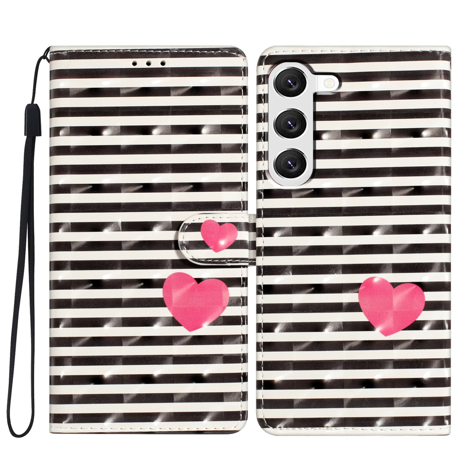Für Samsung Galaxy S23+ Case 3D Muster PU Lederständer Verfügt Über Flip -telefonabdeckung - Streifen / Herz, Galaxy S23+
Für Samsung Galaxy S23+ Case 3D Muster PU Lederständer Verfügt Über Flip -telefonabdeckung - Streifen / Herz, Galaxy S23+