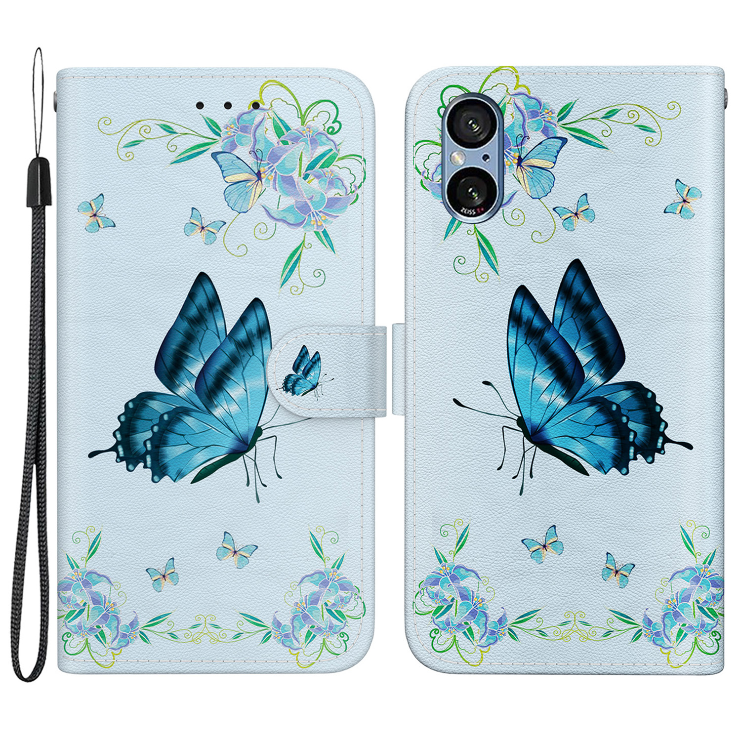 Für Sony Xperia 5 V Case PU Lederständer Verfügt Über Flip -telefonabdeckung - Blaue Schmetterlingsblume, Xperia 5 V 
Für Sony Xperia 5 V Case PU Lederständer Verfügt Über Flip -telefonabdeckung - Blaue Schmetterlingsblume, Xperia 5 V