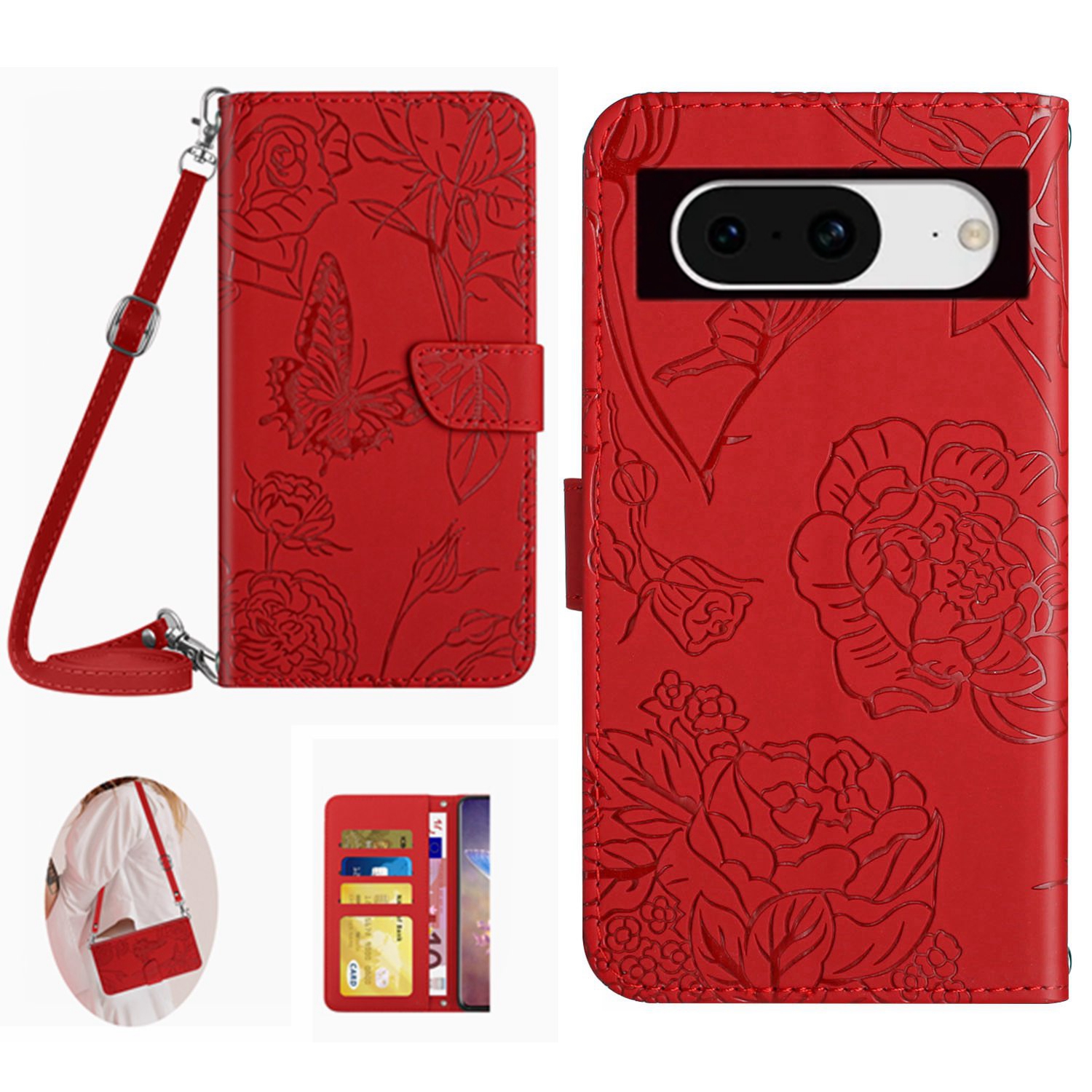 HT03 Für Google Pixel 8a Hülle Geprägte PU -leder -mobiltelefonabdeckung Mit Long Riemen - Rot, Google Pixel 8a
HT03 Für Google Pixel 8a Hülle Geprägte PU -leder -mobiltelefonabdeckung Mit Long Riemen - Rot, Google Pixel 8a