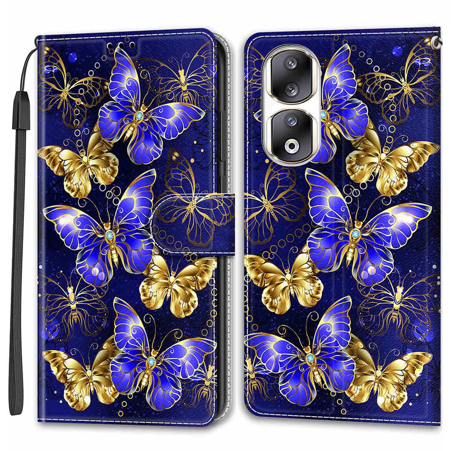 Für Honour 90 Pro Case PU Leder Muster Druckstand Cover - Goldene Schmetterlinge, Honor 90 Pro
Für Honour 90 Pro Case PU Leder Muster Druckstand Cover - Goldene Schmetterlinge, Honor 90 Pro