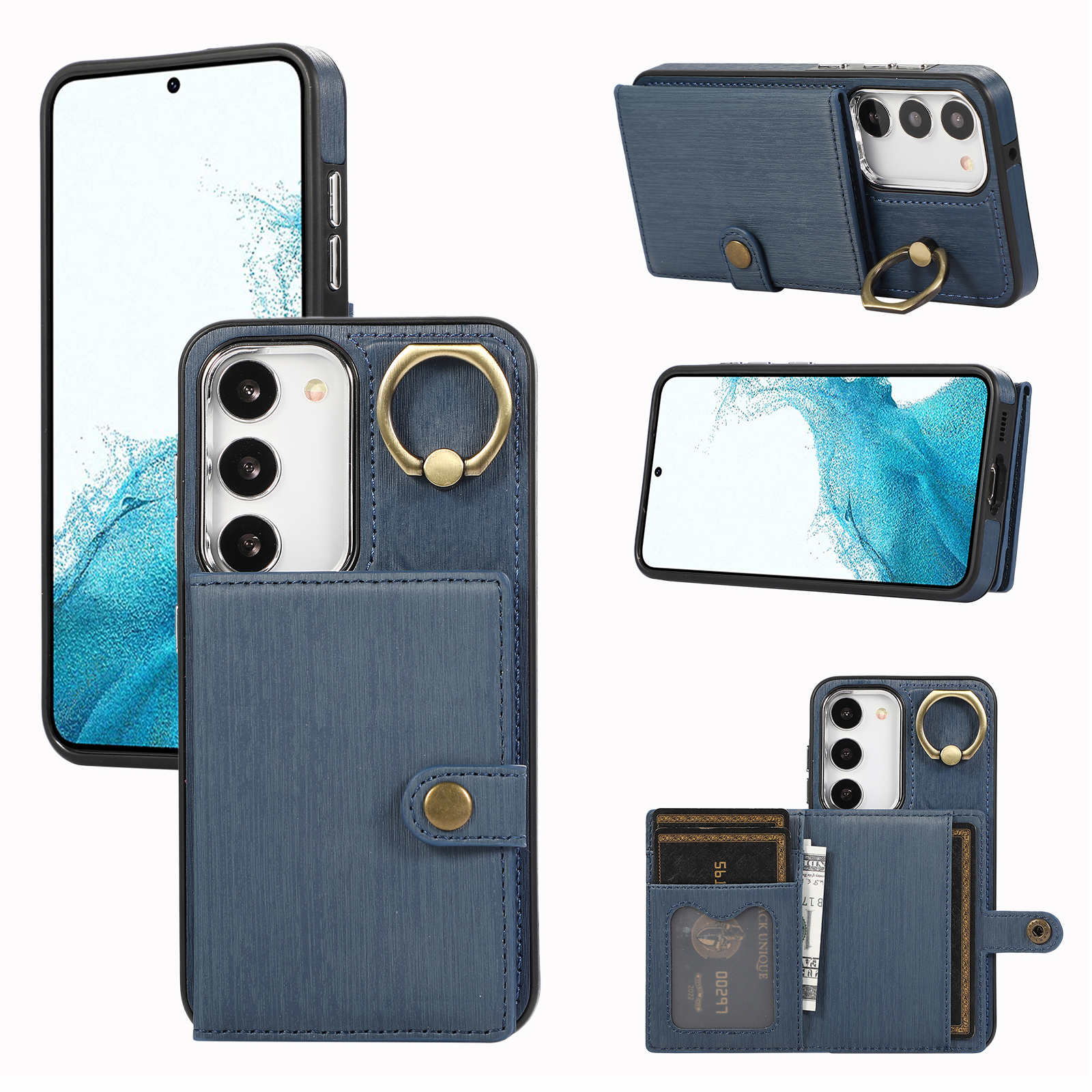 Für Samsung Galaxy S23 Wallet Case Bürstete PU+TPU -kickstand -telefonabdeckung - Blau, Galaxy S23
Für Samsung Galaxy S23 Wallet Case Bürstete PU+TPU -kickstand -telefonabdeckung - Blau, Galaxy S23