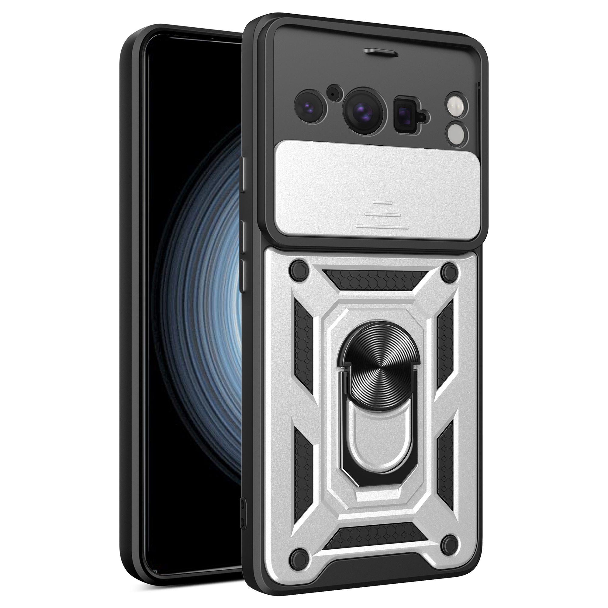 Für Google Pixel 8 Pro Case Heck Objektivschutz PC+TPU Anti-scratch-telefonabdeckung Mit Kickstand - Silber, Google Pixel 8 Pro
Für Google Pixel 8 Pro Case Heck Objektivschutz PC+TPU Anti-scratch-telefonabdeckung Mit Kickstand - Silber, Google Pixel 8 Pro