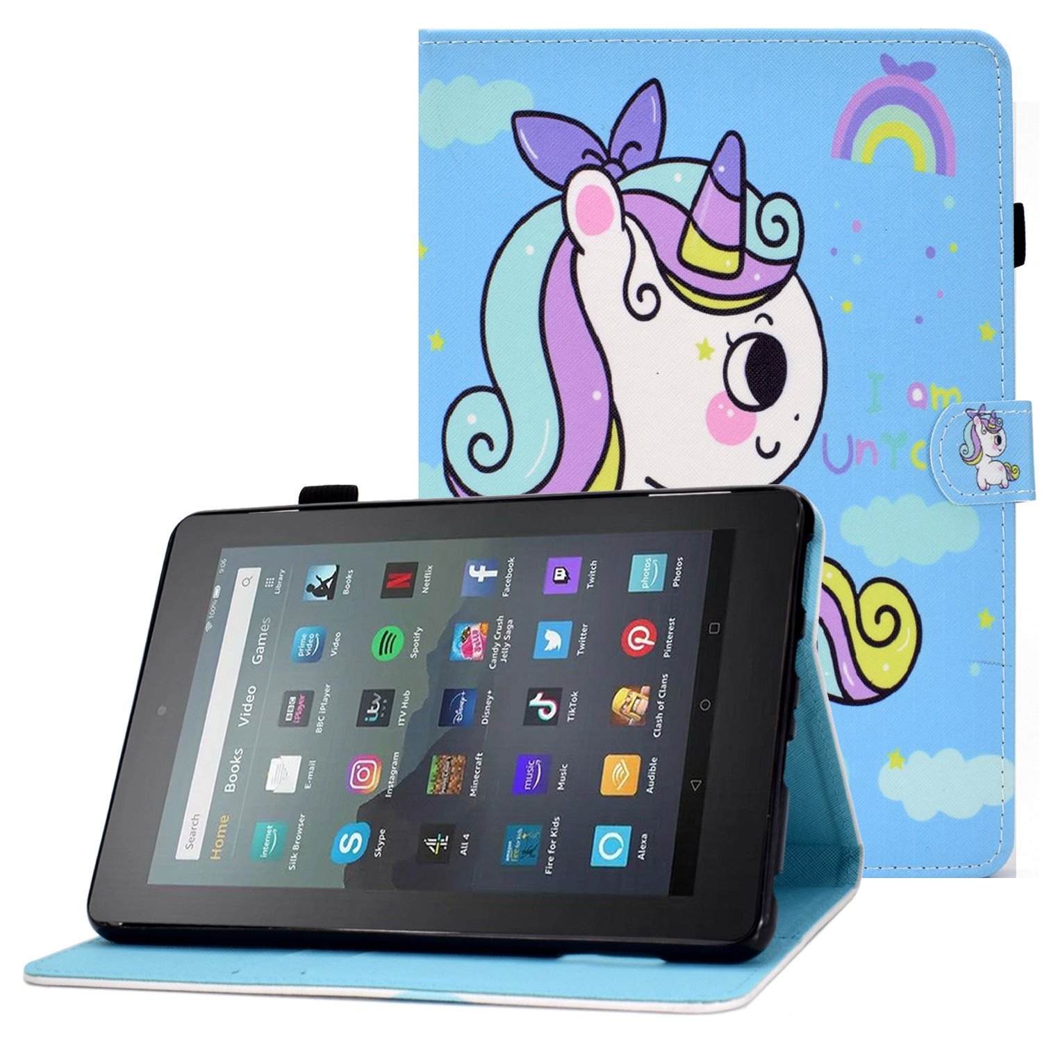 Einstellbarer Stand Tablet Hülle Für Amazon Fire 7 (2022), Stichmuster Druck PU Lederkartenhalter Schutzabdeckung - Regenbogenpferd, Amazon Fire 7 (2022) 
Einstellbarer Stand Tablet Hülle Für Amazon Fire 7 (2022), Stichmuster Druck PU Lederkartenhalter Schutzabdeckung - Regenbogenpferd, Amazon Fire 7 (2022)
