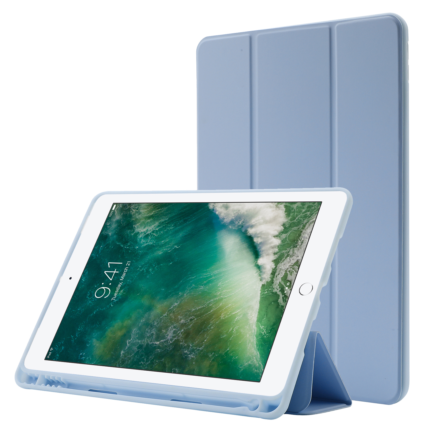 For iPad 10.2 (2021) / (2020) / (2019) Skin-touch Feeling PU Leather + TPU Tri-fold Stand Cover Anti-drop Tablet Case with Pen Slot - Baby Blue, iPad 10.2 (2021)
For iPad 10.2 (2021) / (2020) / (2019) Skin-touch Feeling PU Leather + TPU Tri-fold Stand Cover Anti-drop Tablet Case with Pen Slot - Baby Blue, iPad 10.2 (2021)