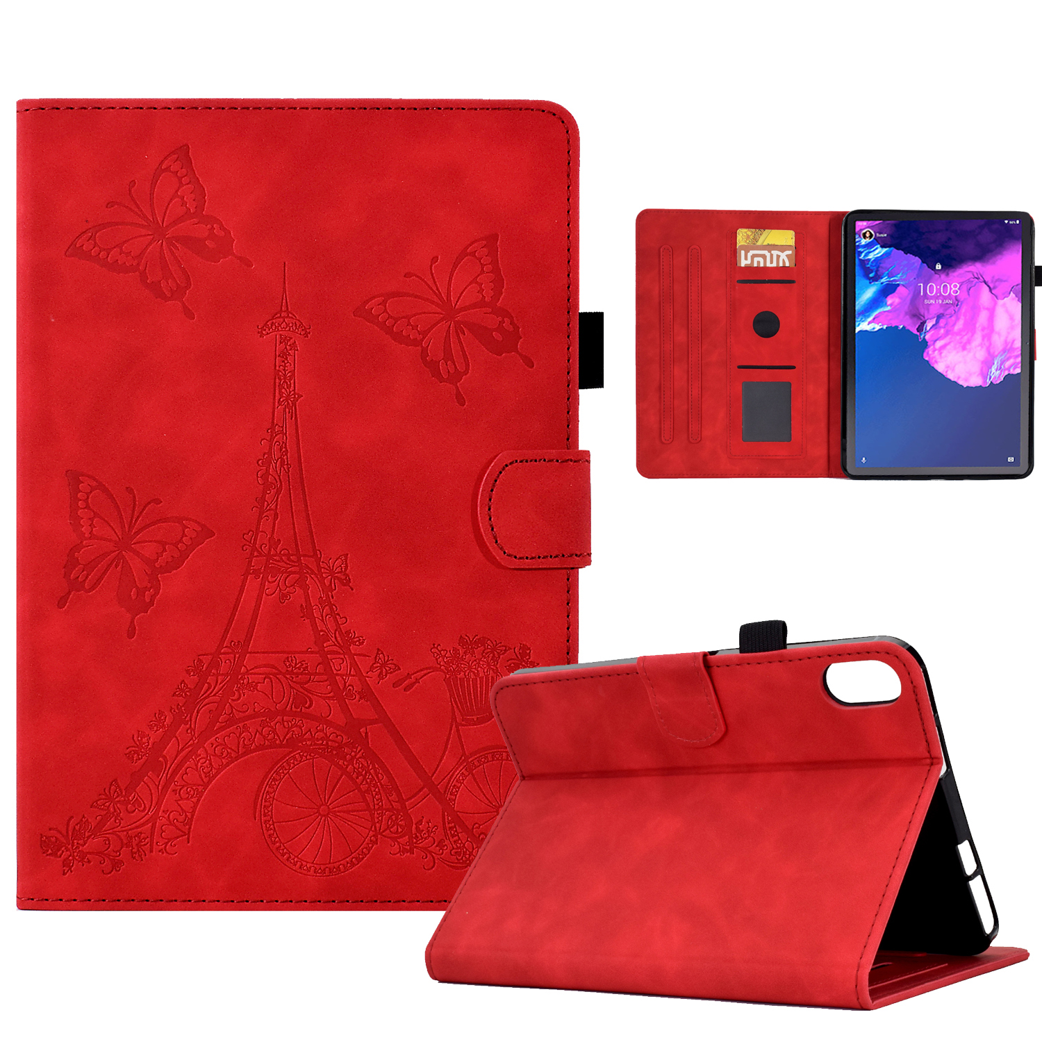 Für Lenovo Tab P11 J606F Turmmuster Imprinzipiertes Kartenhalter Tablet Schutzabdeckung Mikrofaserleder + TPU Faltbar Ständer Anti-drop-hülle - Rot, Lenovo Tab P11
Für Lenovo Tab P11 J606F Turmmuster Imprinzipiertes Kartenhalter Tablet Schutzabdeckung Mikrofaserleder + TPU Faltbar Ständer Anti-drop-hülle - Rot, Lenovo Tab P11