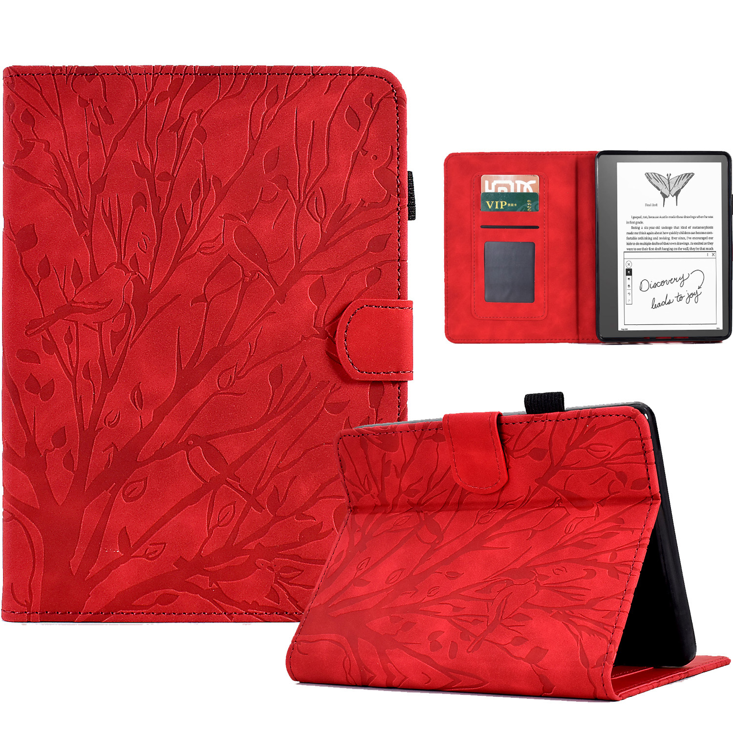 Für Amazon Kindle 11th Gen (2022) Leder E-reader-hülle Geprägter Standbaumkartenhalterabdeckung - Rot, Amazon Kindle 11th Gen (2022)
Für Amazon Kindle 11th Gen (2022) Leder E-reader-hülle Geprägter Standbaumkartenhalterabdeckung - Rot, Amazon Kindle 11th Gen (2022)