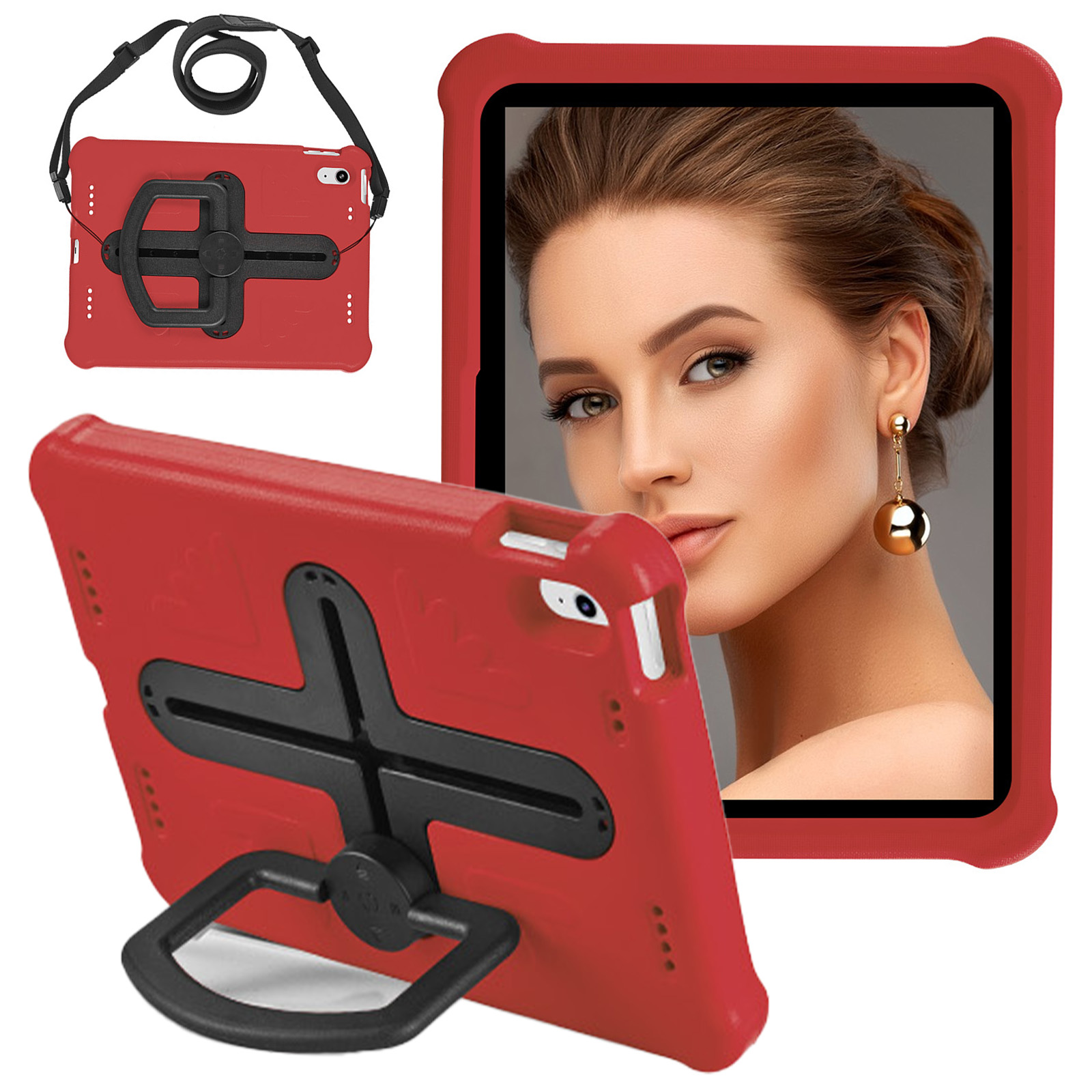 Für Das Ipad 10.9 (2022) Tablet Protective Case EVA +PC Drehende Kickstandabdeckung Mit Schultergurt - Schwarz+rot, iPad 10.9 (2022)
Für Das Ipad 10.9 (2022) Tablet Protective Case EVA +PC Drehende Kickstandabdeckung Mit Schultergurt - Schwarz+rot, iPad 10.9 (2022)