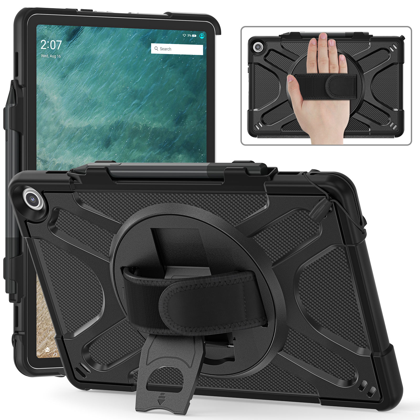 Für Amazon Fire Max 11 Kickstand Tablet Case PC + TPU Schockfeste Schutzabdeckung Mit Handgurt - Schwarz, Amazon Fire Max 11
Für Amazon Fire Max 11 Kickstand Tablet Case PC + TPU Schockfeste Schutzabdeckung Mit Handgurt - Schwarz, Amazon Fire Max 11