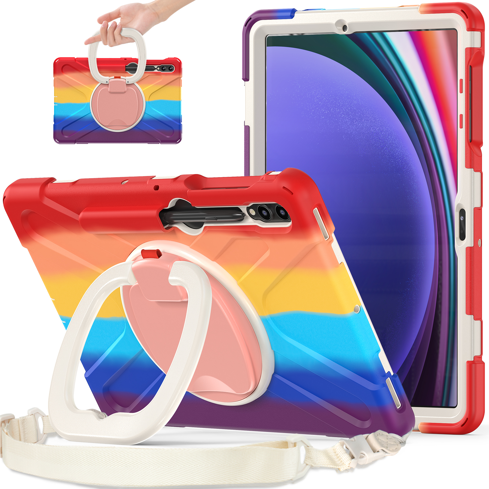 Für Samsung Samsung Galaxy Tab S9+ / S8+ / S7+ / S7 fe Kickstand Tablet Hülle Schockdichte Pc+silikonabdeckung, Schultergurt - Farbenfrohes Rot, Galaxy Tab S9+
Für Samsung Samsung Galaxy Tab S9+ / S8+ / S7+ / S7 fe Kickstand Tablet Hülle Schockdichte Pc+silikonabdeckung, Schultergurt - Farbenfrohes Rot, Galaxy Tab S9+