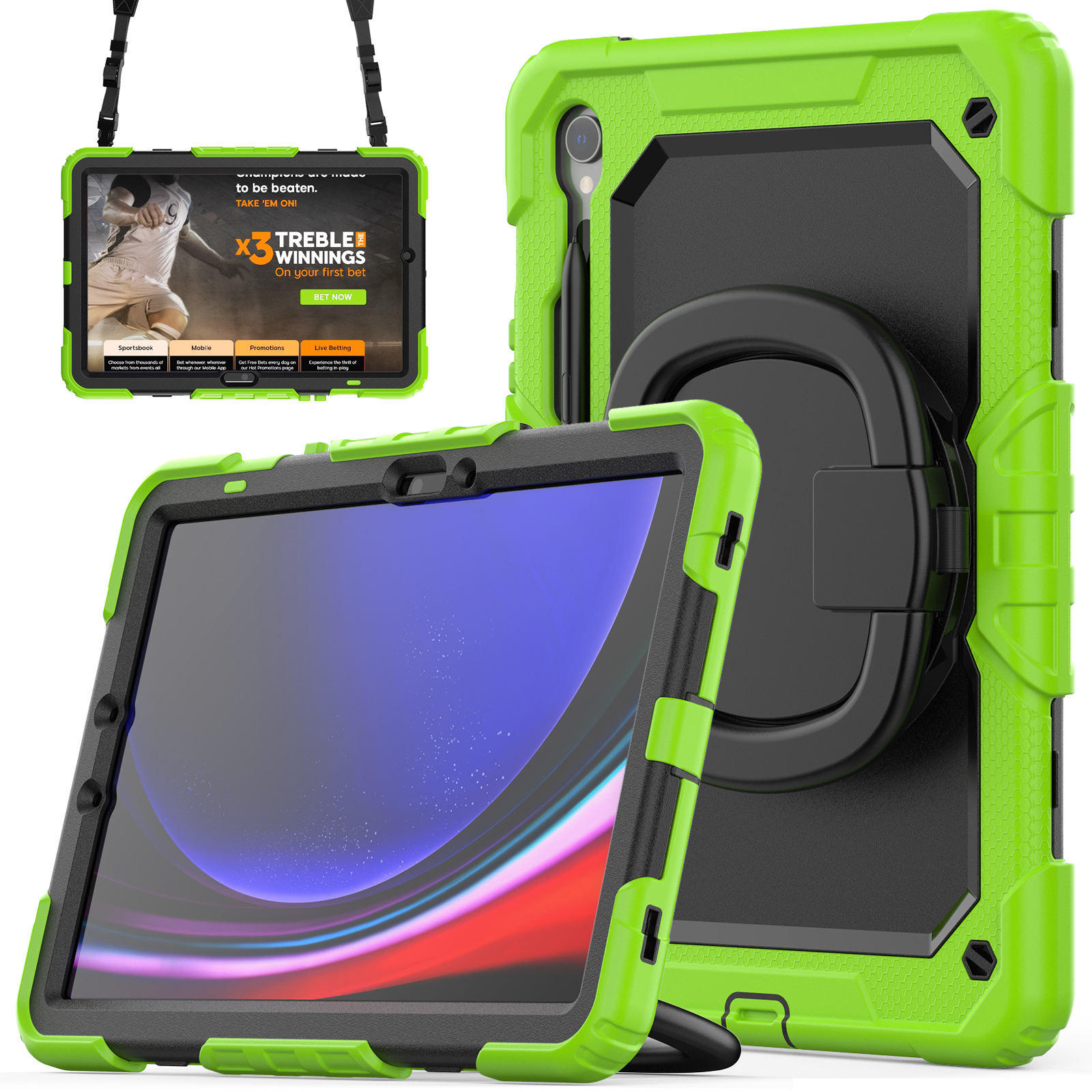 Für Samsung Galaxy Tab S9 X710 / X716b / X718U Stoßdichtungssicherer Kickstand Tablet Cover Pc+silikonhybridhülle Mit Schultergurt - Gelbgrün, Galaxy Tab S9
Für Samsung Galaxy Tab S9 X710 / X716b / X718U Stoßdichtungssicherer Kickstand Tablet Cover Pc+silikonhybridhülle Mit Schultergurt - Gelbgrün, Galaxy Tab S9
