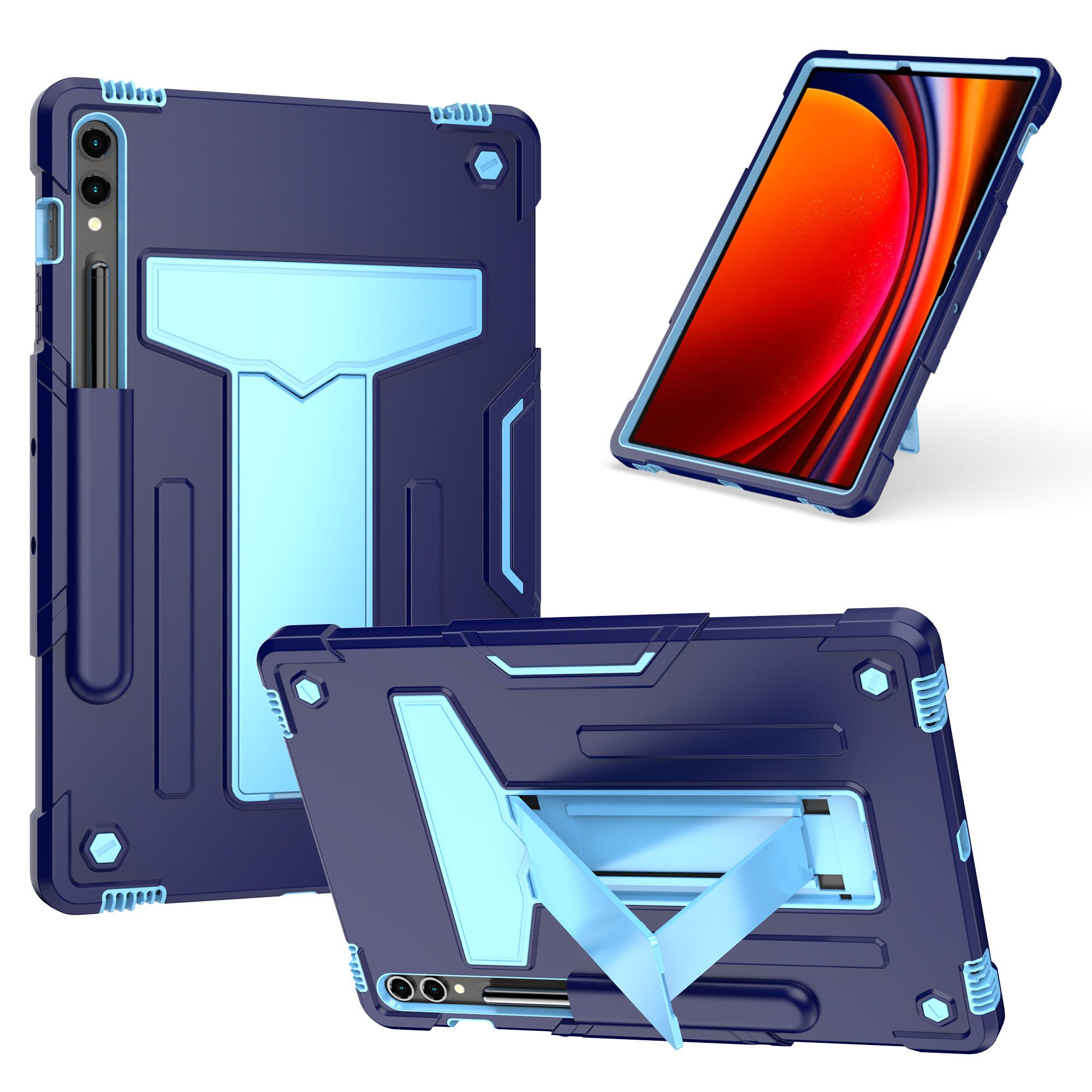 Für Samsung Galaxy Tab S9+ Rugged Cover T-förmiger Tischschützer Tablettabe Tablete - Navy Blau / Blau, Galaxy Tab S9+
Für Samsung Galaxy Tab S9+ Rugged Cover T-förmiger Tischschützer Tablettabe Tablete - Navy Blau / Blau, Galaxy Tab S9+
