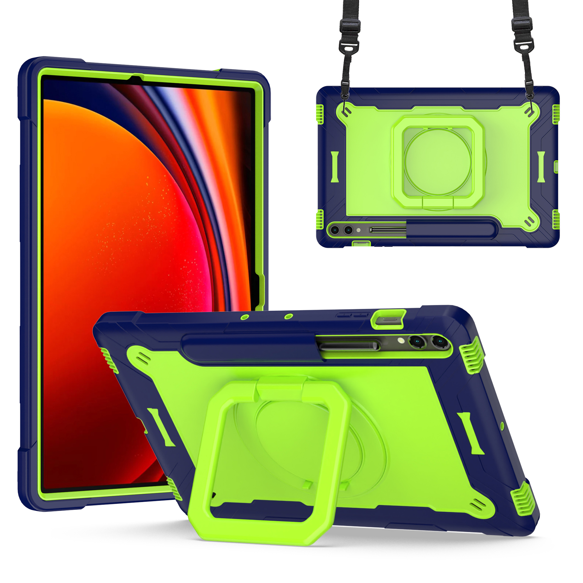 Für Samsung Galaxy Tab S9+ / Tab S9 Fe+ Hülle Rotierende Kickständer -tablet -abdeckung Mit Schultergurt - Navy Blau / Gelbgrün, Galaxy Tab S9+
Für Samsung Galaxy Tab S9+ / Tab S9 Fe+ Hülle Rotierende Kickständer -tablet -abdeckung Mit Schultergurt - Navy Blau / Gelbgrün, Galaxy Tab S9+