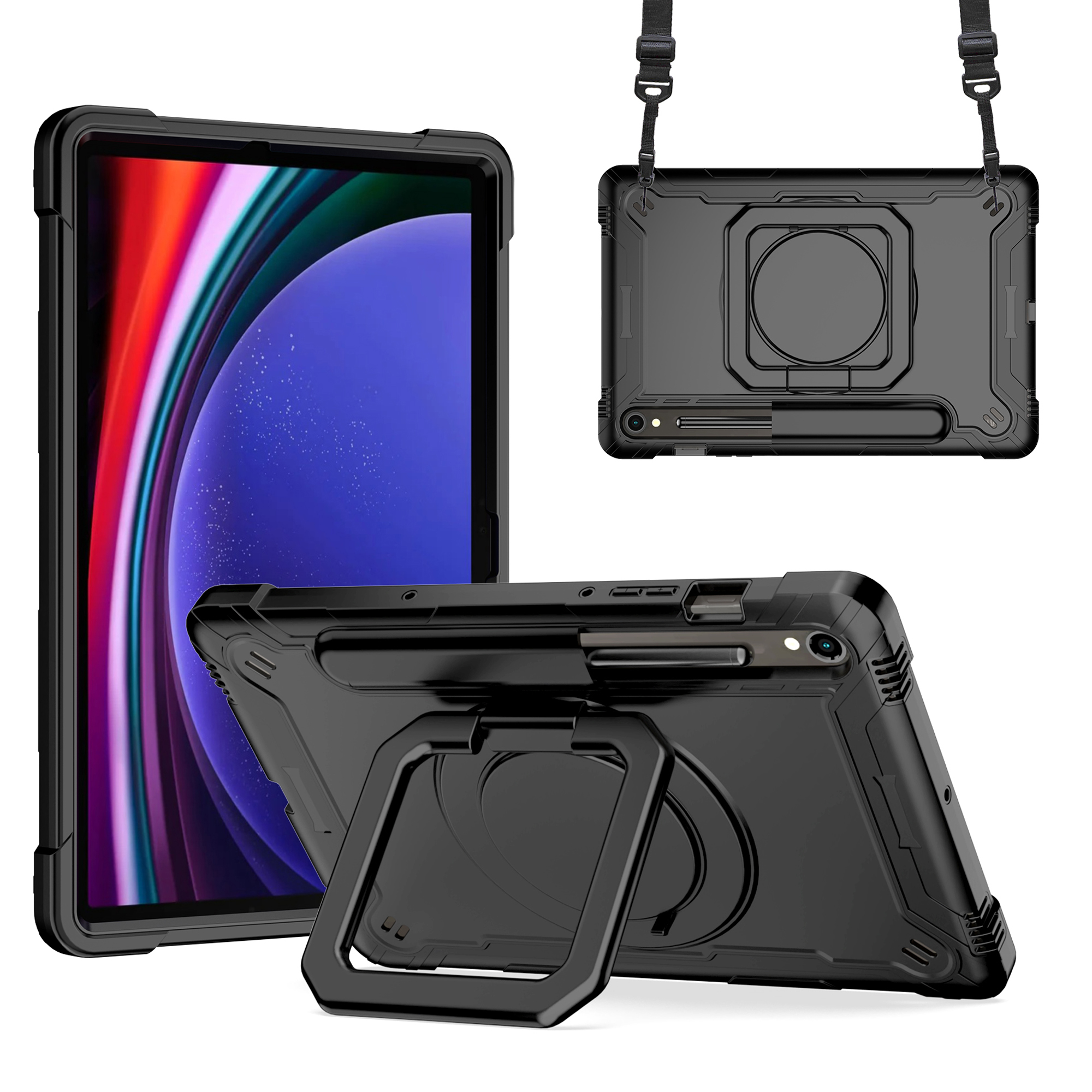 Für Samsung Galaxy Tab S9 / Tab S9 fe Tablet Hülle Rotierende Kickstandschutzabdeckung Mit Schultergurt - Schwarz, Galaxy Tab S9
Für Samsung Galaxy Tab S9 / Tab S9 fe Tablet Hülle Rotierende Kickstandschutzabdeckung Mit Schultergurt - Schwarz, Galaxy Tab S9