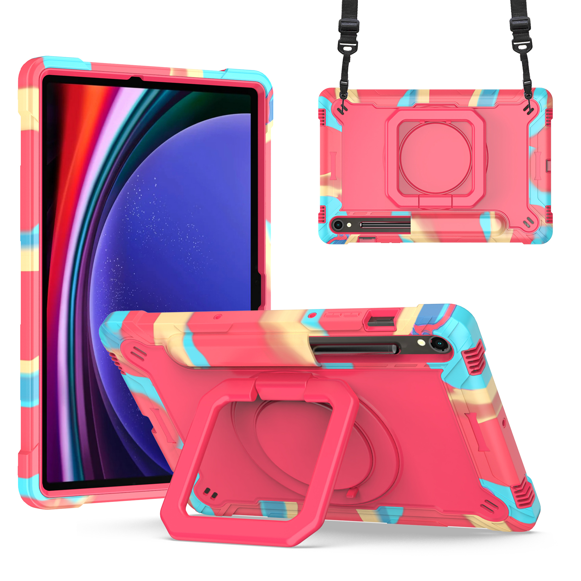 Für Samsung Galaxy Tab S9 / Tab S9 fe Tablet Hülle Rotierende Kickstandschutzabdeckung Mit Schultergurt - Regenbogen / Rose, Galaxy Tab S9
Für Samsung Galaxy Tab S9 / Tab S9 fe Tablet Hülle Rotierende Kickstandschutzabdeckung Mit Schultergurt - Regenbogen / Rose, Galaxy Tab S9