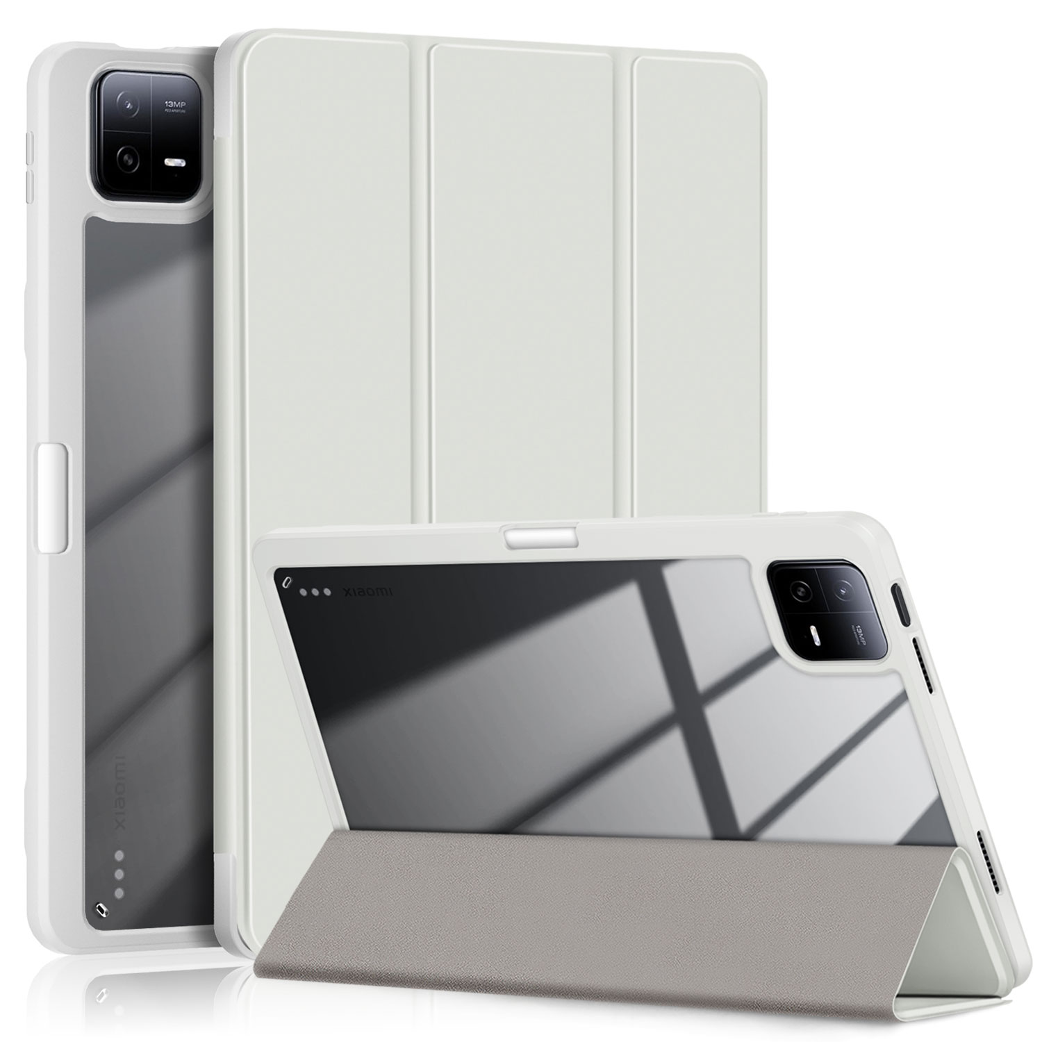 Für Xiaomi Redmi Pad 6 Tri-fold Stand Cover Mit Stiftschlitzleder+tpu+acryl Tablet Hülle - Weiß, Xiaomi Pad 6 
Für Xiaomi Redmi Pad 6 Tri-fold Stand Cover Mit Stiftschlitzleder+tpu+acryl Tablet Hülle - Weiß, Xiaomi Pad 6