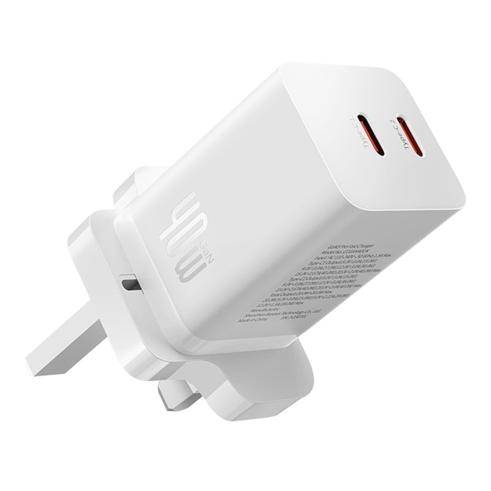 Baseus Gan5 Pro Fast Charger Type-C + Type-C Dual Output 40W UK Adapter Зарядка Зарядки - Белый, Universal
Baseus Gan5 Pro Fast Charger Type-C + Type-C Dual Output 40W UK Adapter Зарядка Зарядки - Белый, Universal