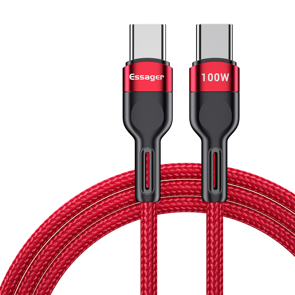 ESSAGER 1m 100W Type-C to Type-C Cable PD Fast Charging Data Cable for Samsung Huawei Xiaomi - Red, Universal
ESSAGER 1m 100W Type-C to Type-C Cable PD Fast Charging Data Cable for Samsung Huawei Xiaomi - Red, Universal
