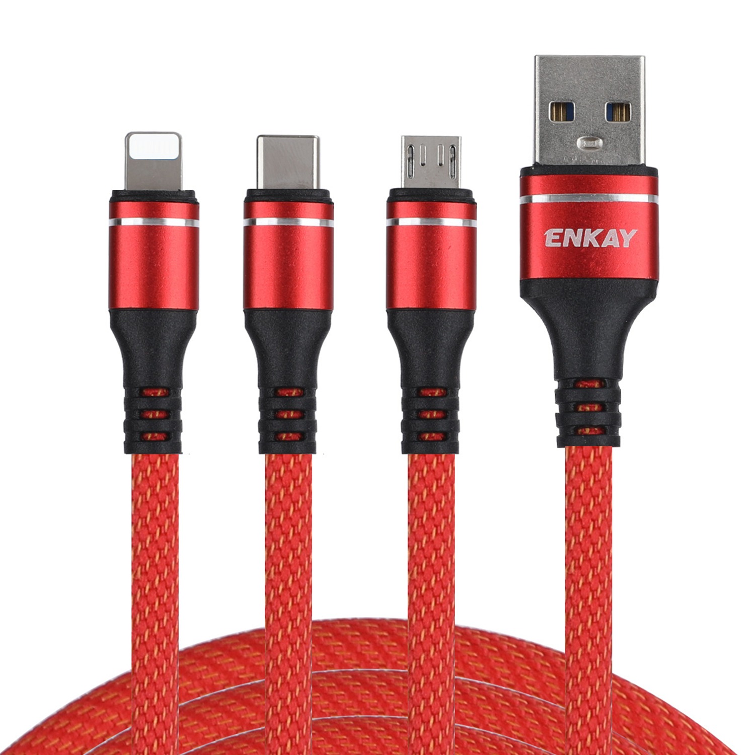 Enkay Enk-cb121 1,5 m Lightning/micro/typ-c 5A Schnelles Ladekabeldatenkabel - Rot, Universal
Enkay Enk-cb121 1,5 m Lightning/micro/typ-c 5A Schnelles Ladekabeldatenkabel - Rot, Universal