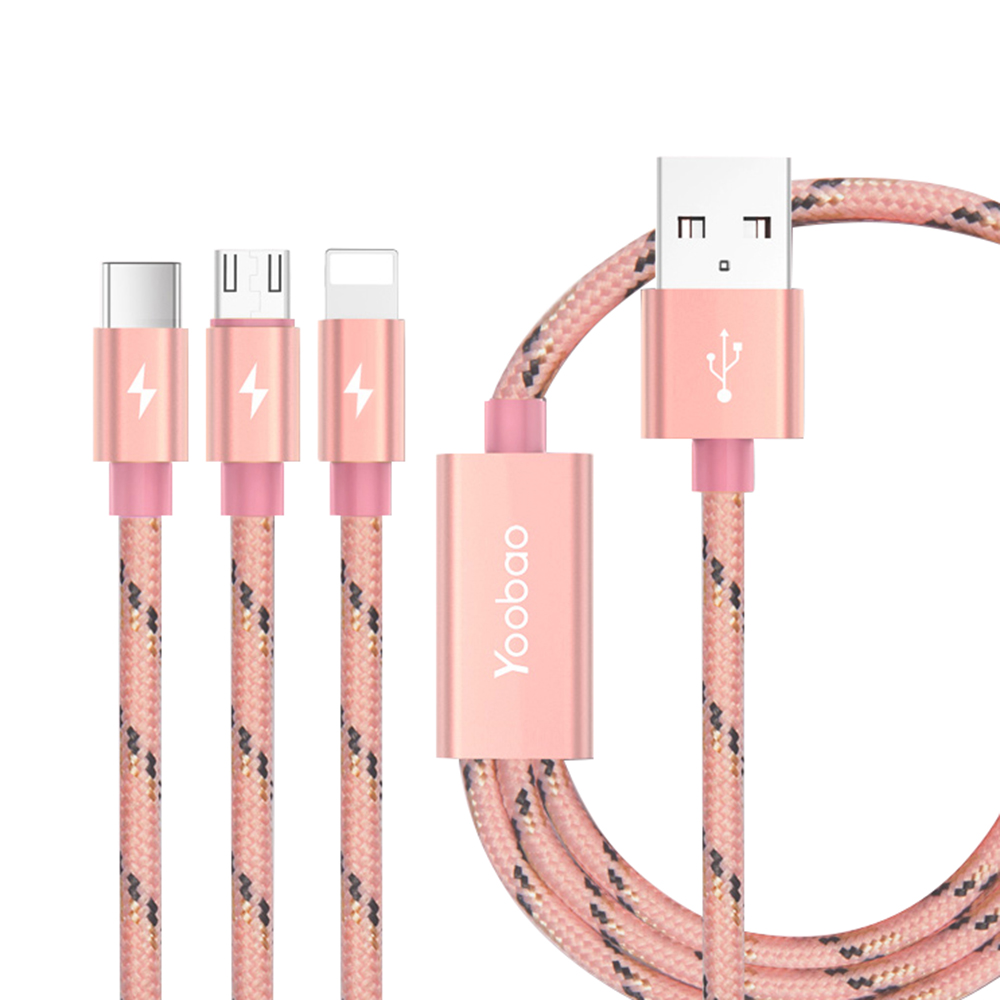 Yoobao YB-453 1,2 m 3,4a Nylon Geflochtenes Schnelles Ladedraht 3 in 1 Mikro / Typ-c / Blitzdatenkabel - Rosa, Universal
Yoobao YB-453 1,2 m 3,4a Nylon Geflochtenes Schnelles Ladedraht 3 in 1 Mikro / Typ-c / Blitzdatenkabel - Rosa, Universal