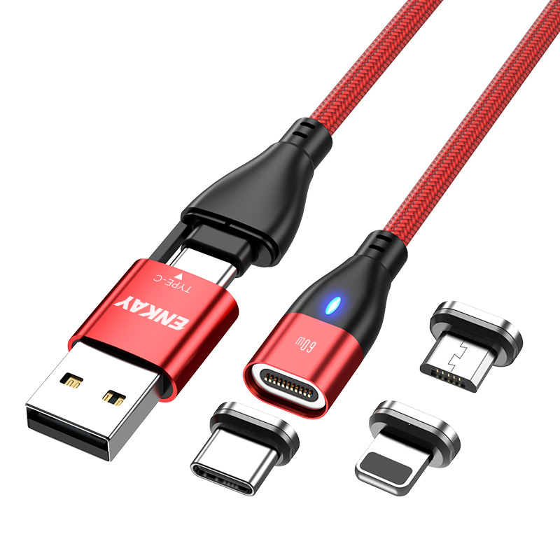 ENKAY HAT PRINCE 6-in-1 1m Magnetic Charging Cable PD 60W Type-C / USB-A to IP / Type-C / Micro USB Data Cord - Red, Universal
ENKAY HAT PRINCE 6-in-1 1m Magnetic Charging Cable PD 60W Type-C / USB-A to IP / Type-C / Micro USB Data Cord - Red, Universal