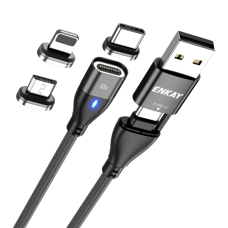 ENKAY HAT PRINCE 6-in-1 2m PD 60W Cable Type-C / USB-A to IP / Type-C / Micro USB Magnetic Data Cord - Black, Universal
ENKAY HAT PRINCE 6-in-1 2m PD 60W Cable Type-C / USB-A to IP / Type-C / Micro USB Magnetic Data Cord - Black, Universal
