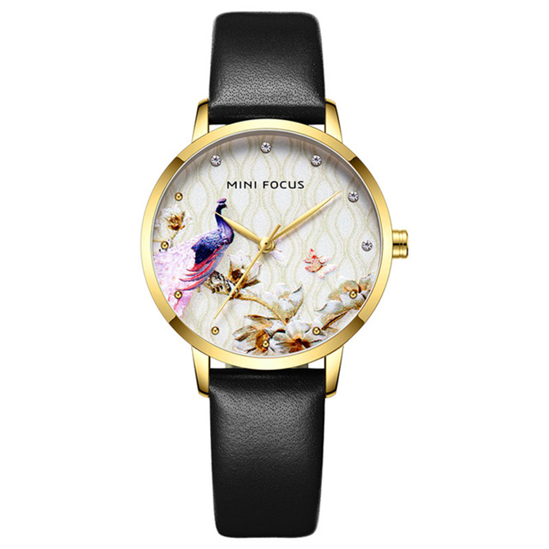 

Minifocus Creative Design Women Watches Водонепроницаемый Роскошный Бренд Кварцевые Женские Часы - Чернить / Золото