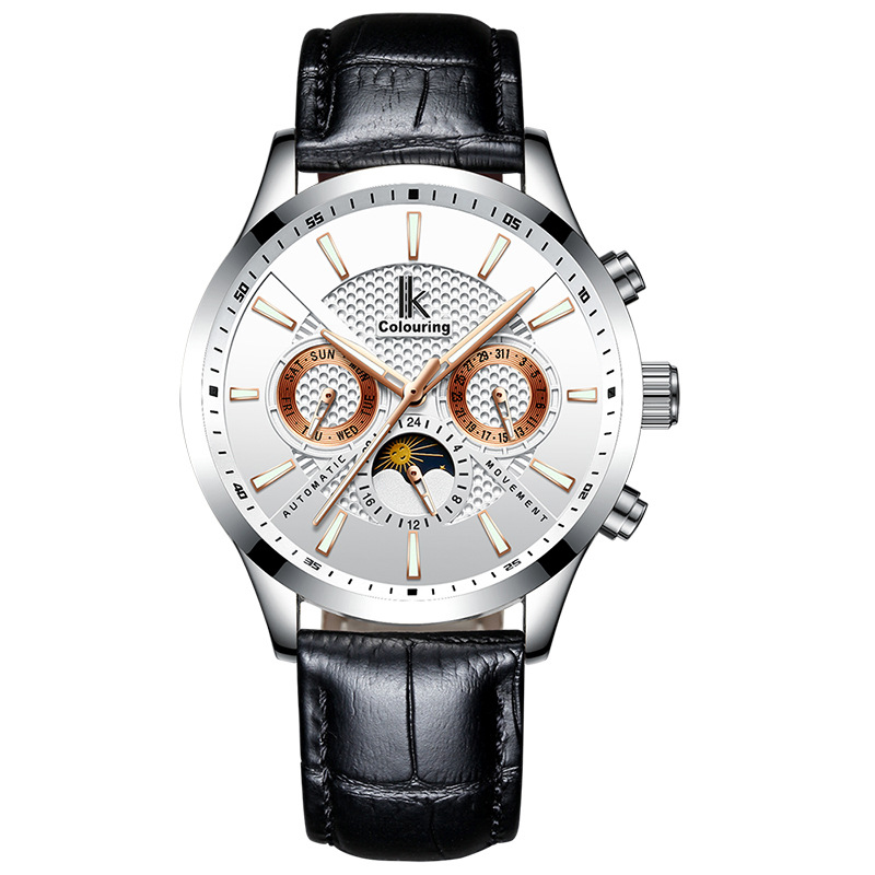 IKCOLOURING Waterproof Men Luminous Mechanical Movement Watch Leather Band - White / White / Black
IKCOLOURING Waterproof Men Luminous Mechanical Movement Watch Leather Band - White / White / Black