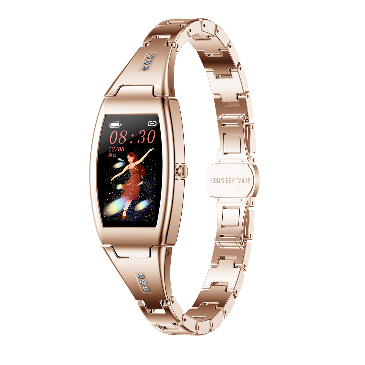 MK26 Women Period Recorder Heart Rate Blood Pressure Monitor Fitness Tracker Slim Steel Band Smart Watch - Rose Gold
MK26 Women Period Recorder Heart Rate Blood Pressure Monitor Fitness Tracker Slim Steel Band Smart Watch - Rose Gold