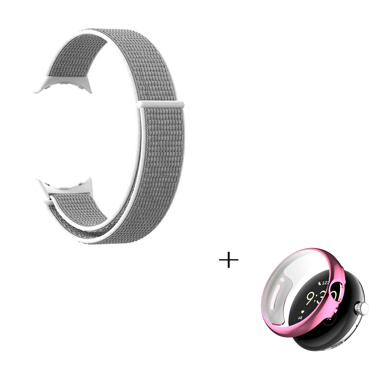 Breathable Nylon Strap for Google Pixel Watch, Magic Tape Loop Watch Strap with TPU Full Cover Protective Case (Pink) - Grey / White, Google Pixel Watch
Breathable Nylon Strap for Google Pixel Watch, Magic Tape Loop Watch Strap with TPU Full Cover Protective Case (Pink) - Grey / White, Google Pixel Watch