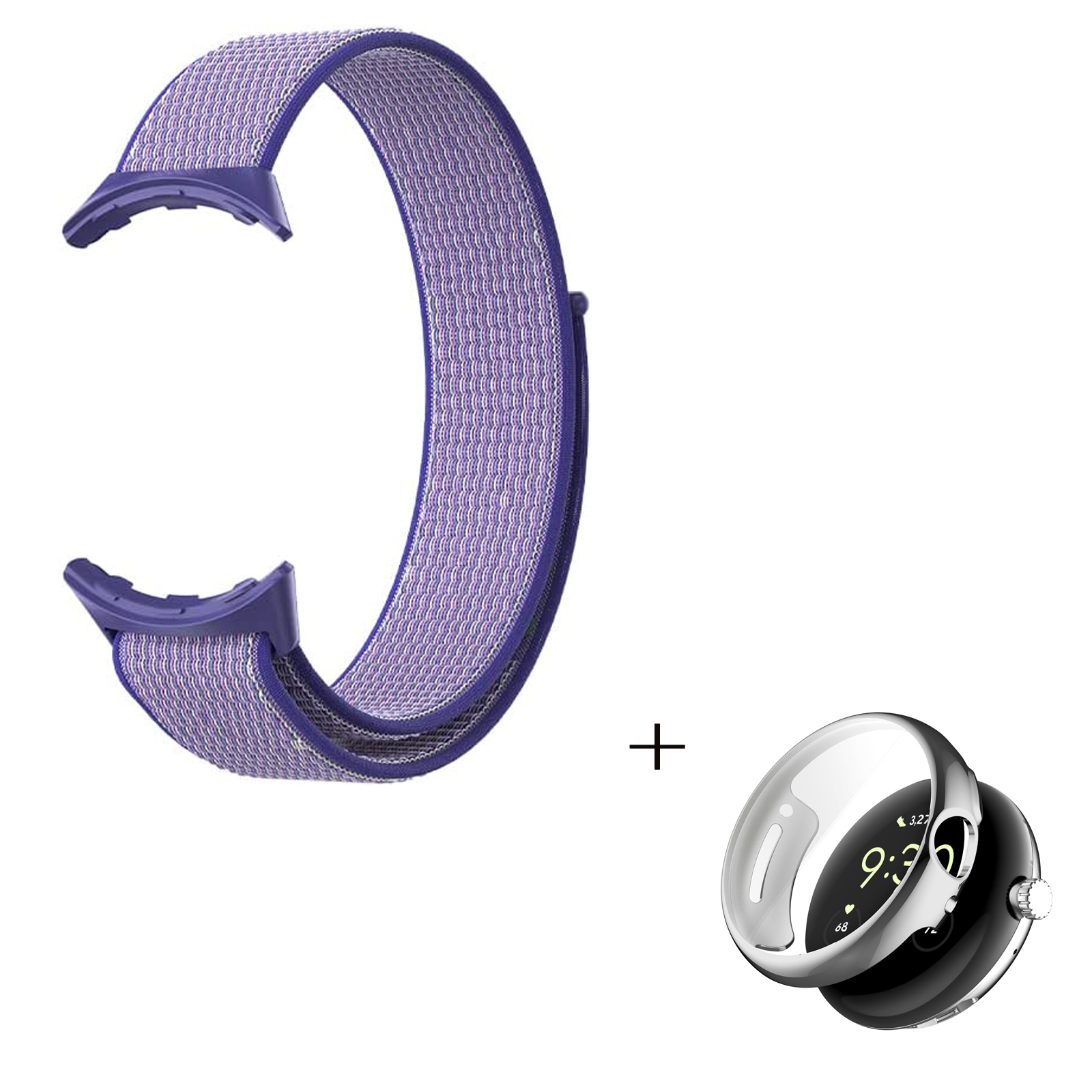 For Google Pixel Watch Magic Tape Loop Watch Strap, Adjustable Nylon Band with TPU Full Cover Protective Case (Silver) - Blue / Purple, Google Pixel Watch
For Google Pixel Watch Magic Tape Loop Watch Strap, Adjustable Nylon Band with TPU Full Cover Protective Case (Silver) - Blue / Purple, Google Pixel Watch