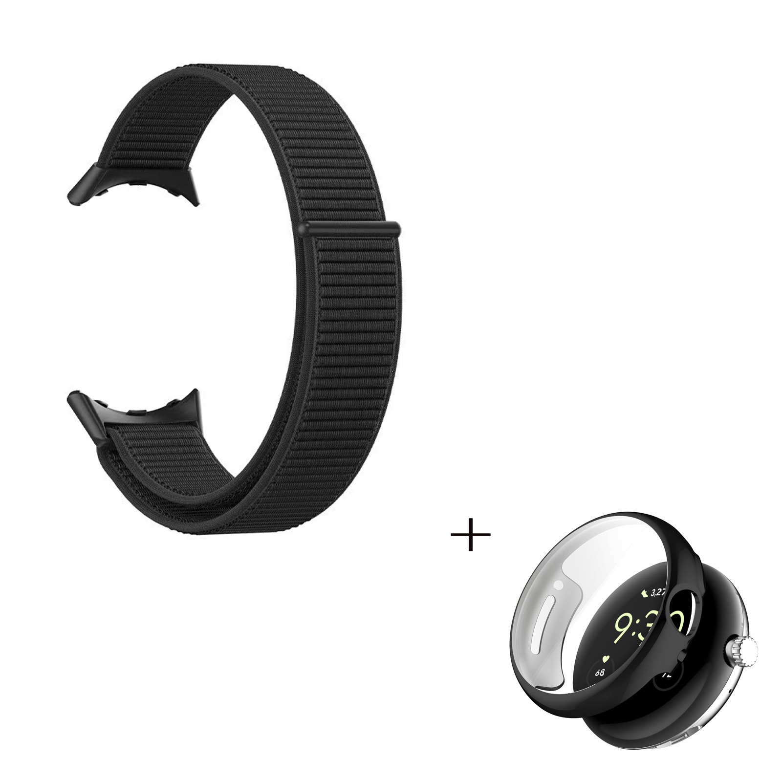 Braided Nylon Watchband for Google Pixel Watch, Magic Tape Loop Watch Strap with TPU Full Cover Protective Case (Black) - Black, Google Pixel Watch
Braided Nylon Watchband for Google Pixel Watch, Magic Tape Loop Watch Strap with TPU Full Cover Protective Case (Black) - Black, Google Pixel Watch
