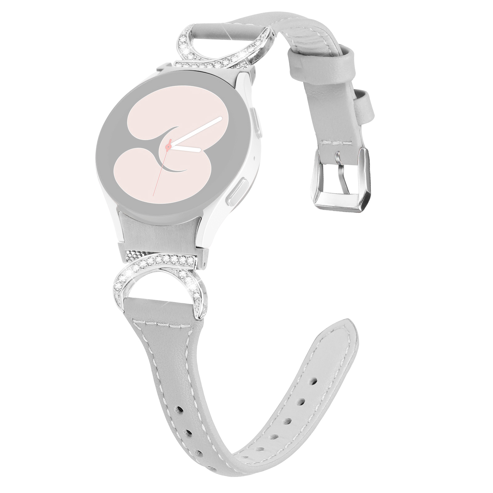 Für Samsung Galaxy Watch 4 / 5 40 mm 44 mm / Watch4 Classic 42mm Uhrengurt PU Leder Strass Und Silberne Schnalle - Grau, Samsung Galaxy Watch4 40mm
Für Samsung Galaxy Watch 4 / 5 40 mm 44 mm / Watch4 Classic 42mm Uhrengurt PU Leder Strass Und Silberne Schnalle - Grau, Samsung Galaxy Watch4 40mm