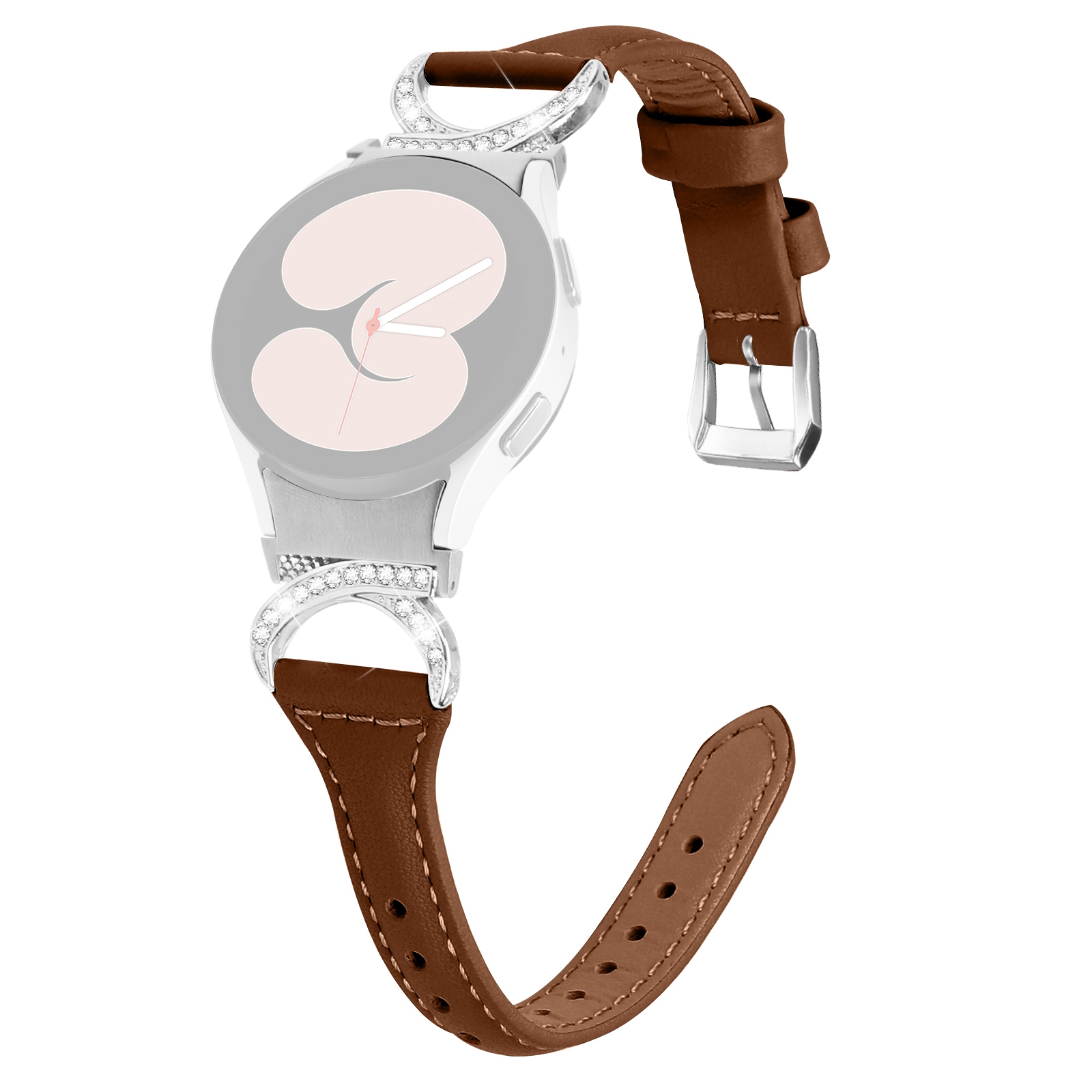Für Samsung Galaxy Watch 4 / 5 40 mm 44 mm / Watch4 Classic 42mm Uhrengurt PU Leder Strass Und Silberne Schnalle - Braun, Samsung Galaxy Watch4 40mm
Für Samsung Galaxy Watch 4 / 5 40 mm 44 mm / Watch4 Classic 42mm Uhrengurt PU Leder Strass Und Silberne Schnalle - Braun, Samsung Galaxy Watch4 40mm