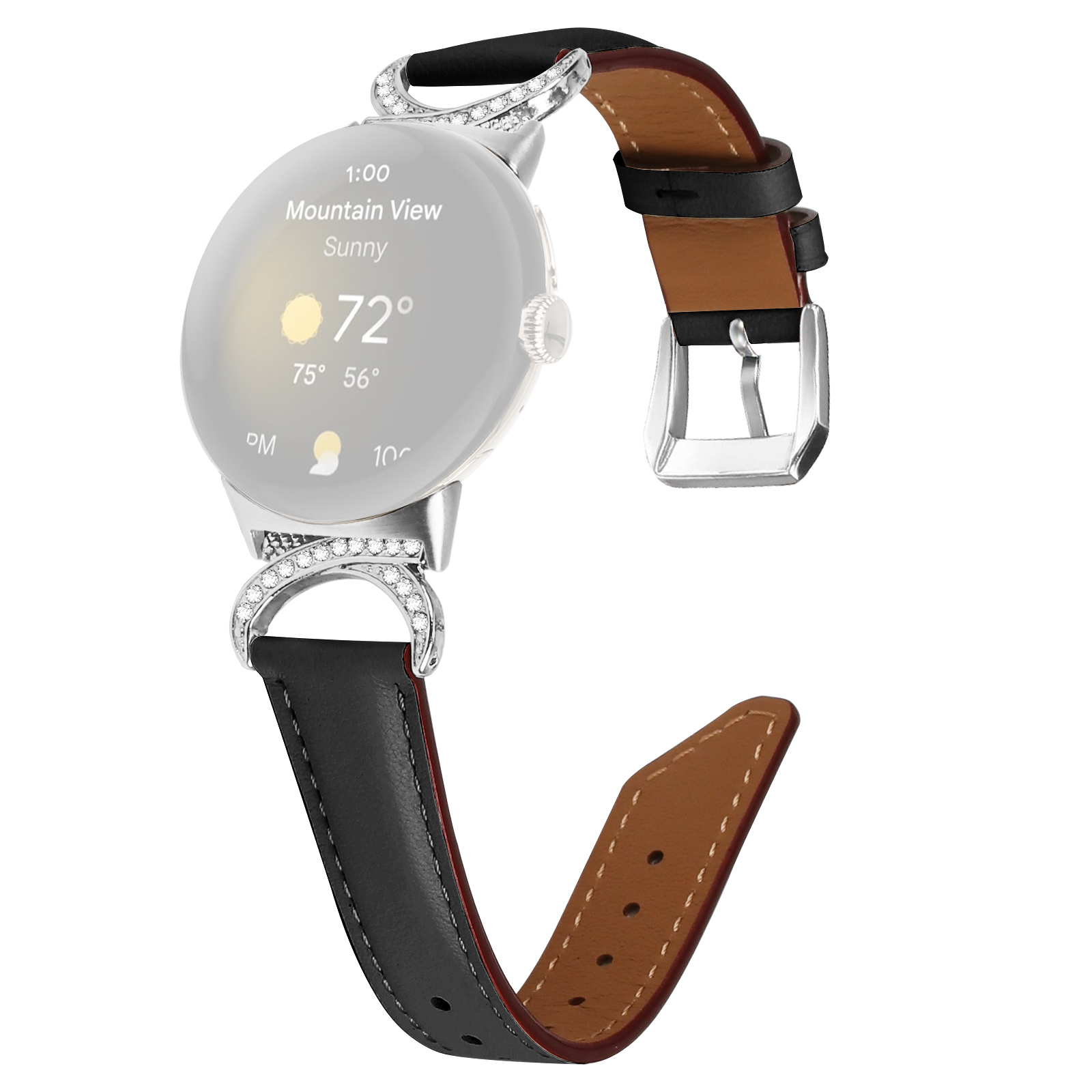 Für Google Pixel Watch Ersatzgurt Strass Decor D-shape-anschluss Geteiltes Leder-handgelenkband Mit Silberschnalle - Schwarz, Google Pixel Watch 2
Für Google Pixel Watch Ersatzgurt Strass Decor D-shape-anschluss Geteiltes Leder-handgelenkband Mit Silberschnalle - Schwarz, Google Pixel Watch 2