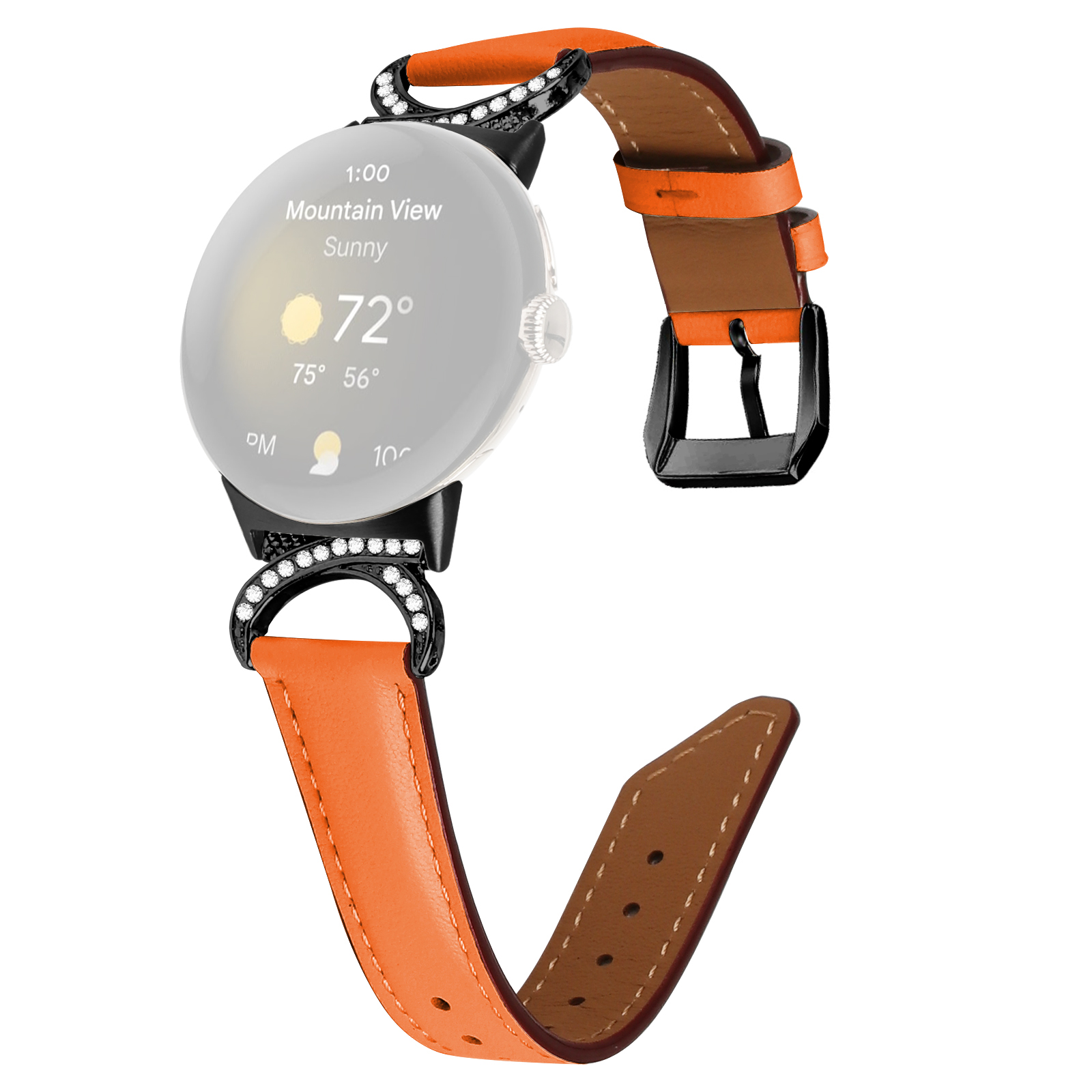Für Google Pixel Watch-strass-dekor-d-shape-anschluss Geteiltes Leder-ersatzgurt Mit Schwarzer Schnalle - Orange, Google Pixel Watch 2
Für Google Pixel Watch-strass-dekor-d-shape-anschluss Geteiltes Leder-ersatzgurt Mit Schwarzer Schnalle - Orange, Google Pixel Watch 2