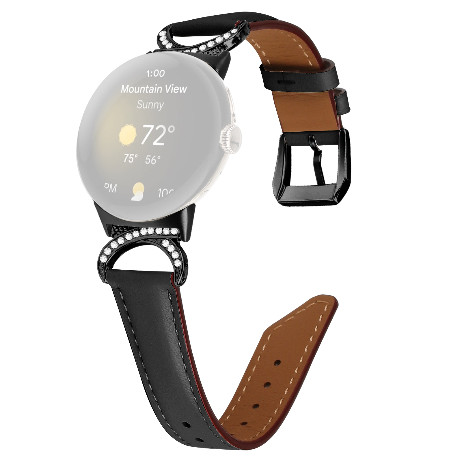 Für Google Pixel Watch-strass-dekor-d-shape-anschluss Geteiltes Leder-ersatzgurt Mit Schwarzer Schnalle - Schwarz, Google Pixel Watch 2
Für Google Pixel Watch-strass-dekor-d-shape-anschluss Geteiltes Leder-ersatzgurt Mit Schwarzer Schnalle - Schwarz, Google Pixel Watch 2