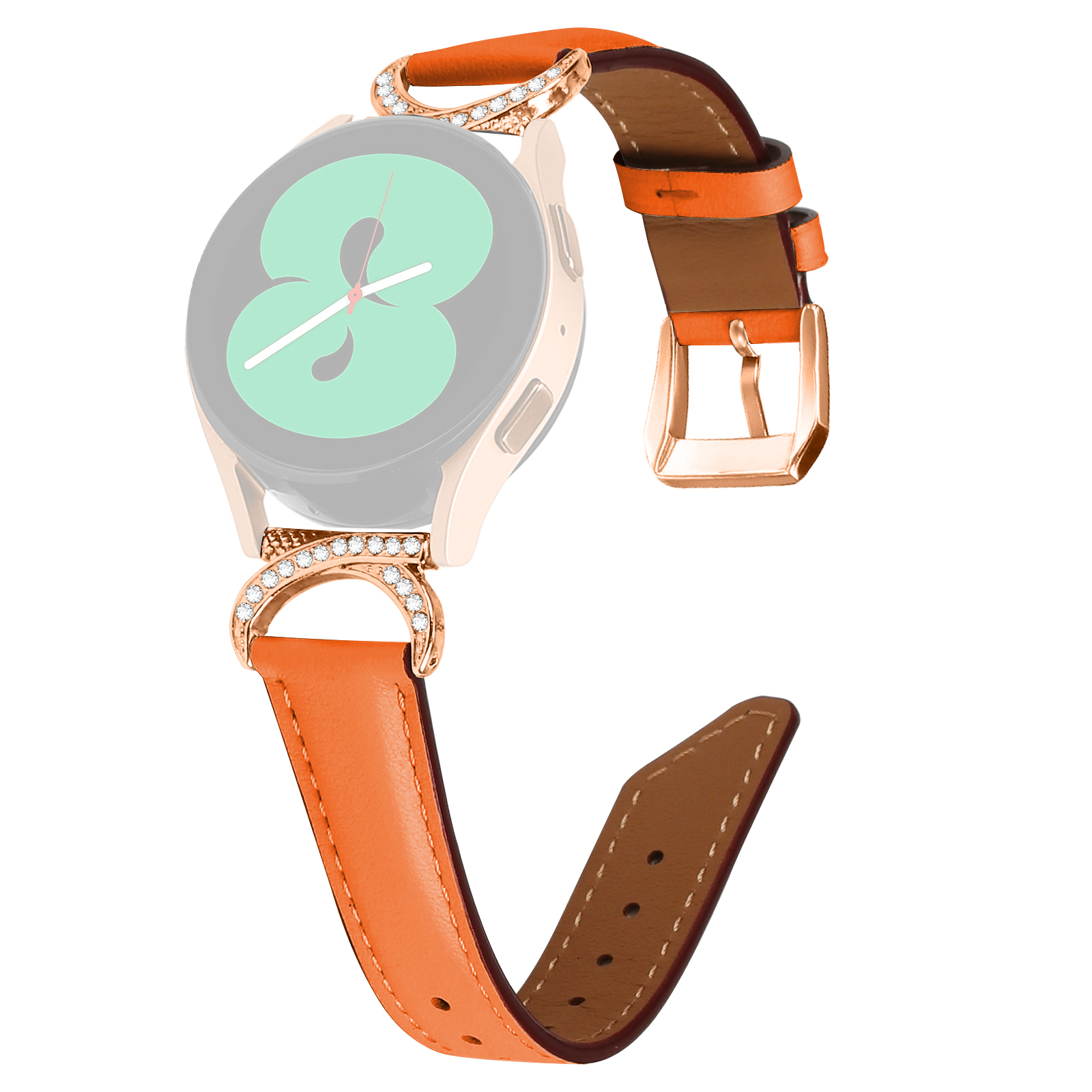 Für Samsung Galaxy Watch 3 41mm / Beobachten Sie 5 40 mm / 44 mm Geteiltes Lederband 20mm Strass-d-shape-anschluss-handgelenkband Mit Roségolden - Orange, Galaxy Watch3 41mm
Für Samsung Galaxy Watch 3 41mm / Beobachten Sie 5 40 mm / 44 mm Geteiltes Lederband 20mm Strass-d-shape-anschluss-handgelenkband Mit Roségolden - Orange, Galaxy Watch3 41mm