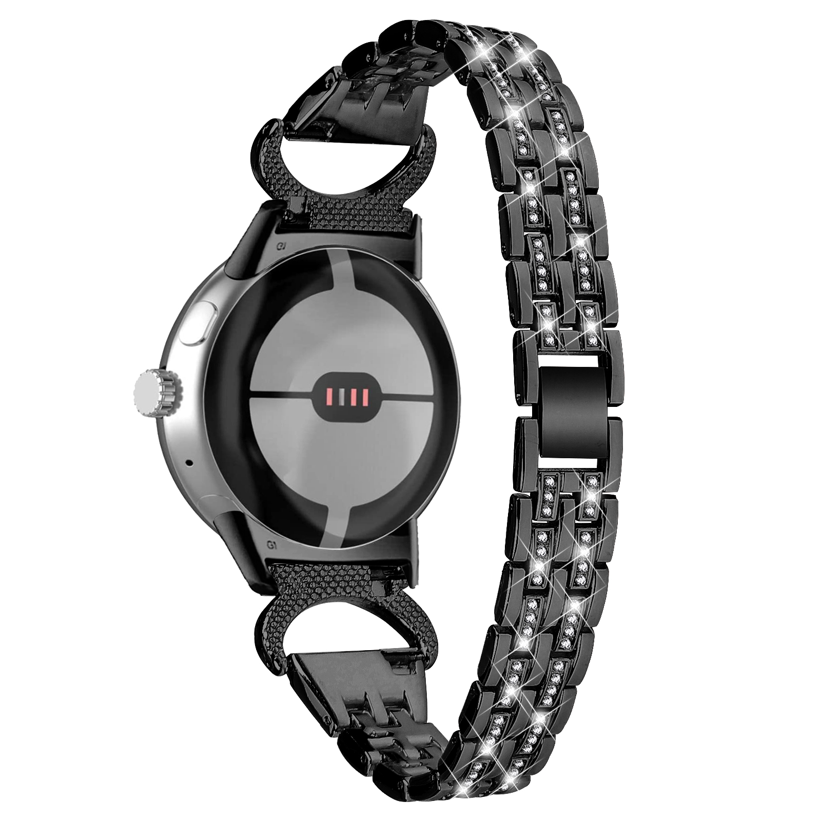 Für Google Pixel Watch Edelstahlband-strass-dekor 5-perad-uhrengurtarmband - Schwarz, Google Pixel Watch 2
Für Google Pixel Watch Edelstahlband-strass-dekor 5-perad-uhrengurtarmband - Schwarz, Google Pixel Watch 2