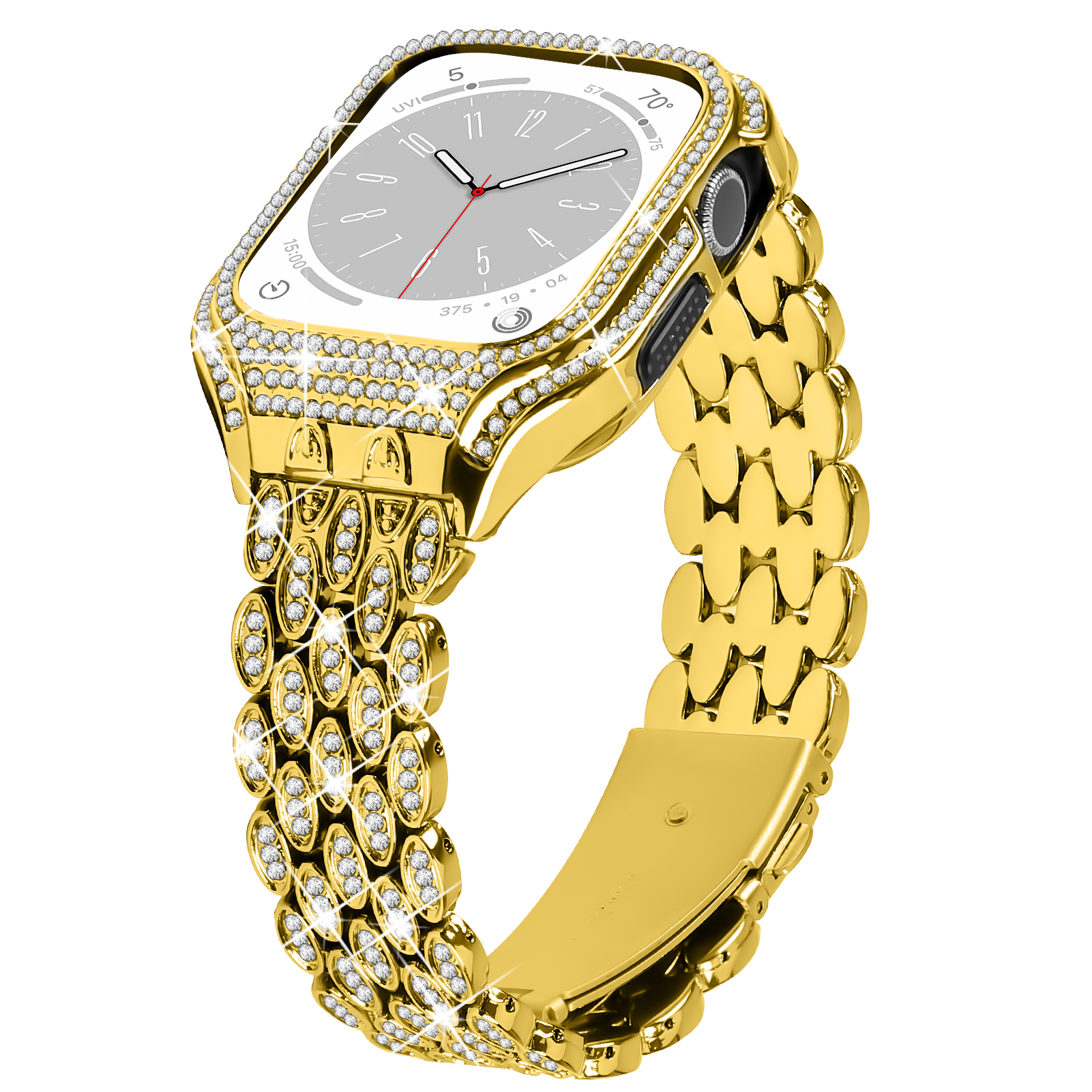 Für Die Apple Watch Serie 6 5 4 SE (2022) SE 40mm Watch Band Edelstahl -strass -dekor -gurt Mit Uhr Hülle - Gold, Apple Watch Series 6 40mm
Für Die Apple Watch Serie 6 5 4 SE (2022) SE 40mm Watch Band Edelstahl -strass -dekor -gurt Mit Uhr Hülle - Gold, Apple Watch Series 6 40mm