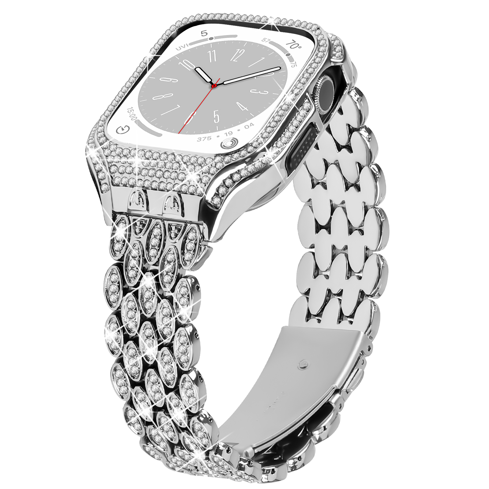 Für Die Apple Watch Series 8 7 41 mm Edelstahl -watch -band -strass -dekorgurt Mit Schutzhülle - Silber, Apple Watch Series 8 41mm
Für Die Apple Watch Series 8 7 41 mm Edelstahl -watch -band -strass -dekorgurt Mit Schutzhülle - Silber, Apple Watch Series 8 41mm