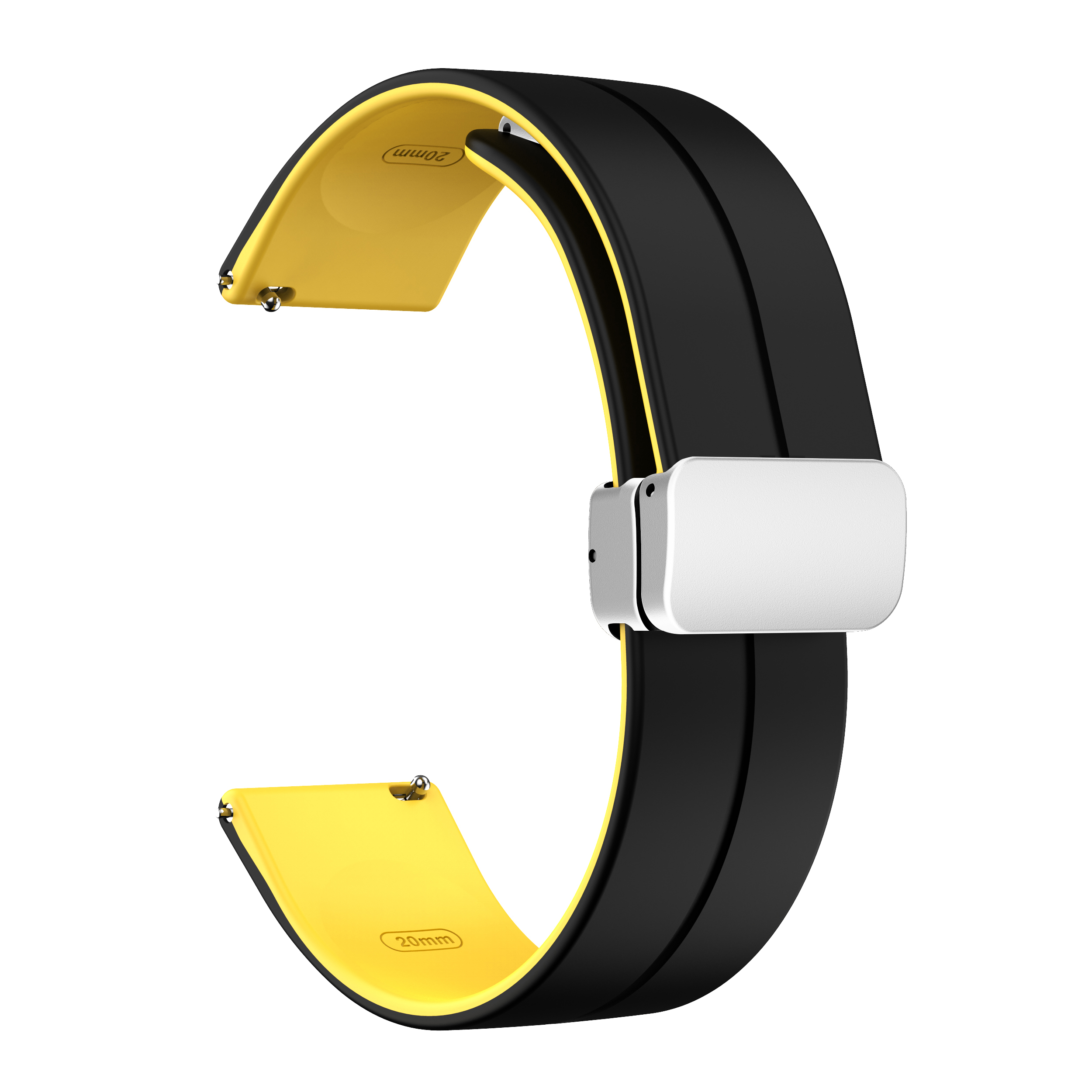 Für Huawei Uhr 4 / 4 Pro / Uhr 3 / 3 Pro Watch Band 22 mm Dual -farb -silikon -uhrengurt Mit Magnetischer Faltungs Silberschnalle - Schwarz / Gelb, Huawei Watch 4
Für Huawei Uhr 4 / 4 Pro / Uhr 3 / 3 Pro Watch Band 22 mm Dual -farb -silikon -uhrengurt Mit Magnetischer Faltungs Silberschnalle - Schwarz / Gelb, Huawei Watch 4